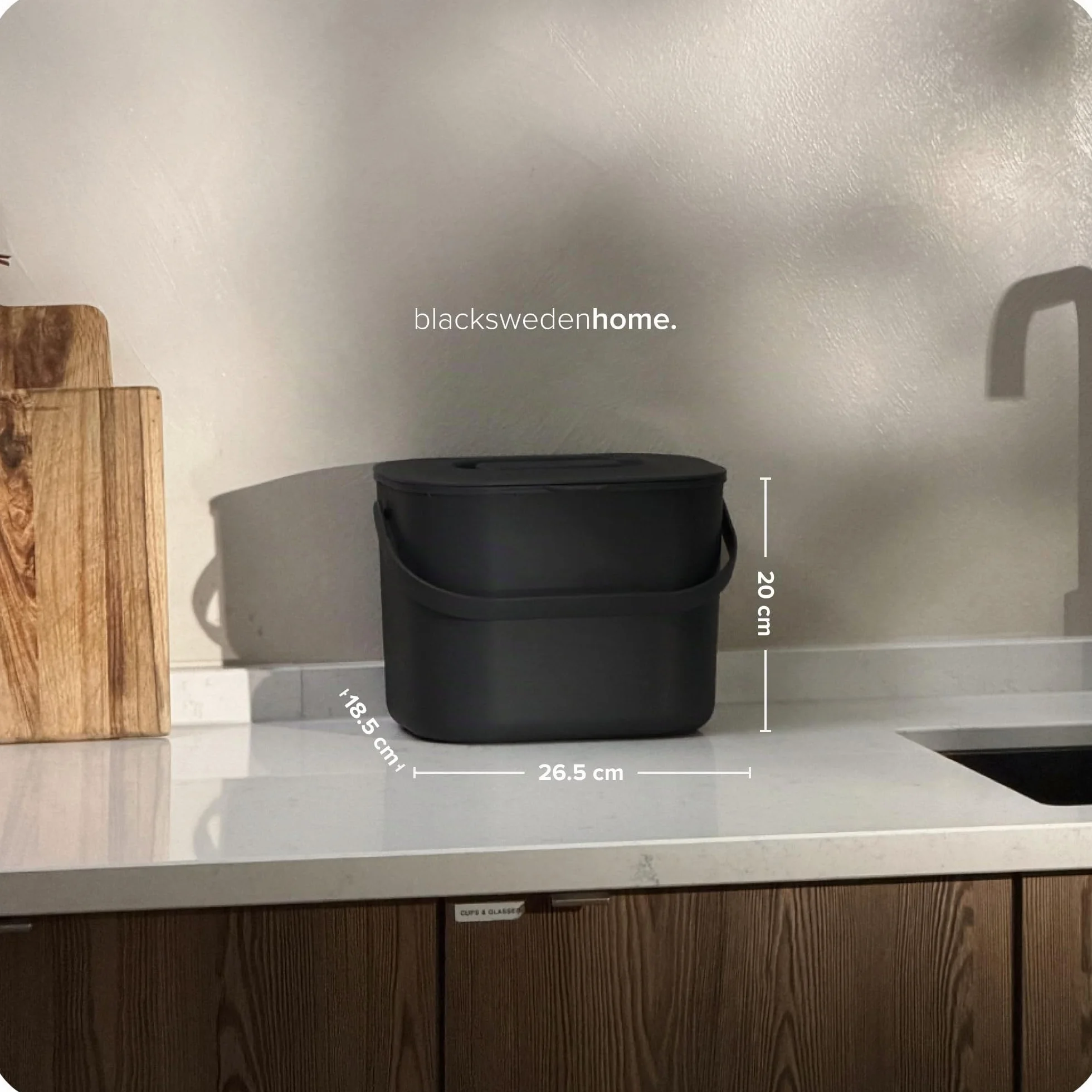 Seau à Déchets Alimentaires 7L Inodore avec Couvercle Passe au Lave-Vaisselle - Poubelle de Cuisine pour Compost Noir