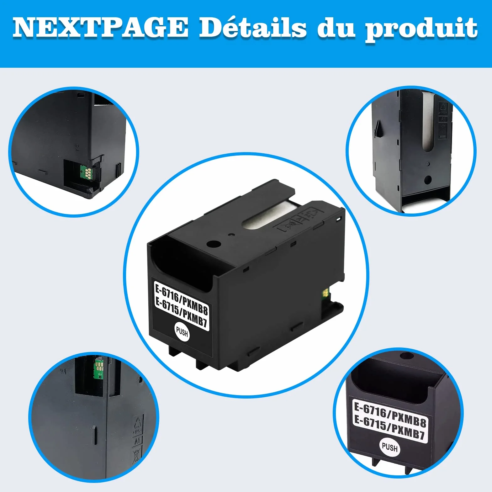 NEXTPAGE T6715 T6716 Boîtier De Maintenance Compatible Epson Workforce Pro WF-C5710DWF WF-C5790DWF WF-4720DWF