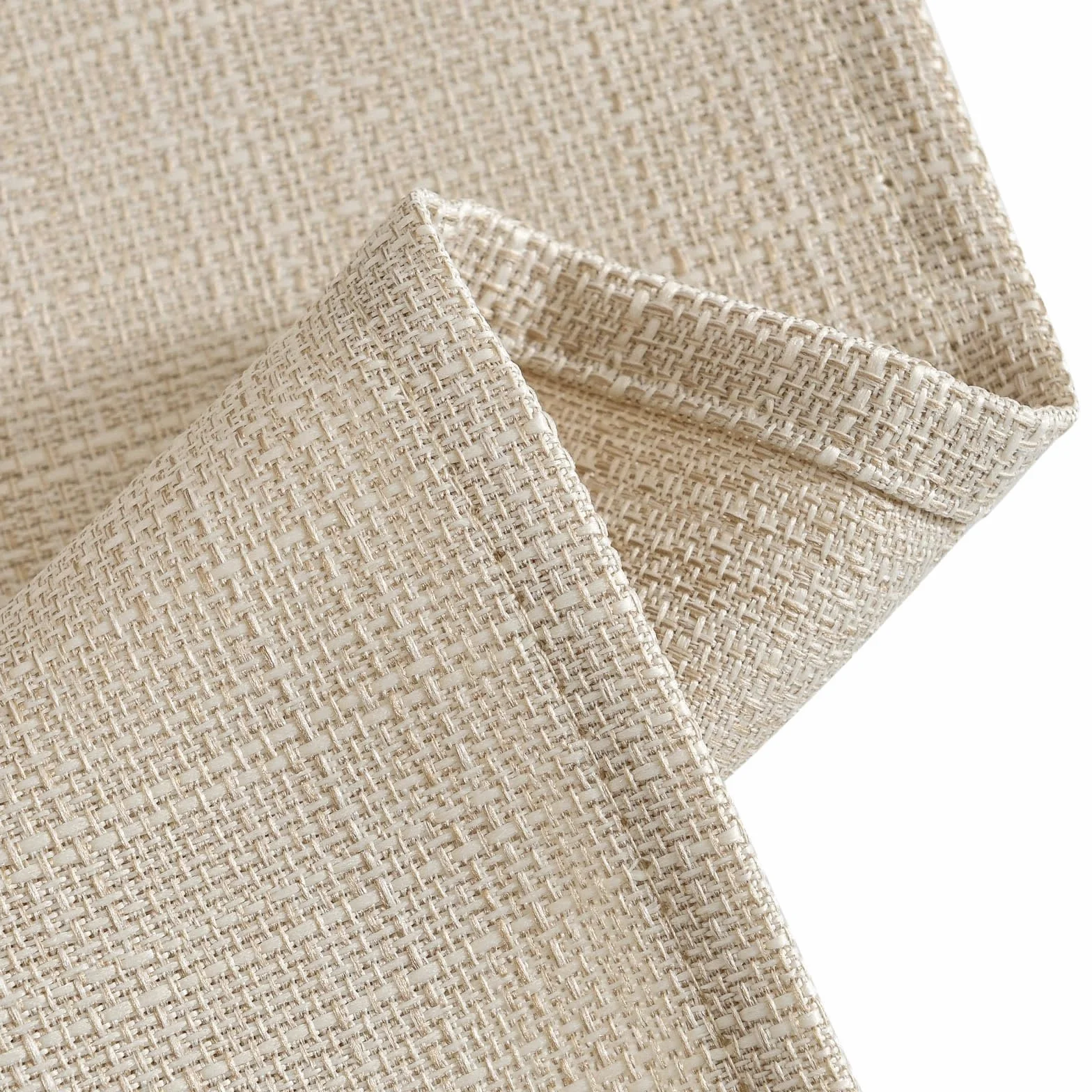 Rideaux Cuisine Court Beige 70L x 90H(cm) 2 Panneaux Passe Tringle Brise-Bise Moderne