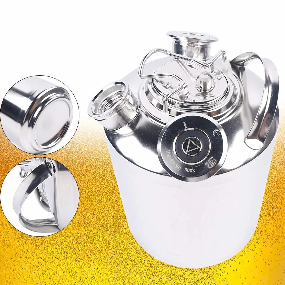 DKTDONG Fût de nettoyage de bière en acier inoxydable de 10 l, récipient de nettoyage, récipient de nettoyage de bière, récipient de nettoyage à 3 têtes avec couvercle, peut être utilisé