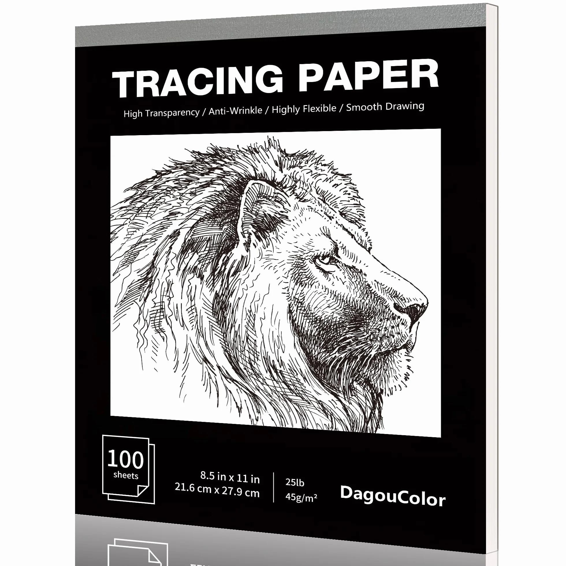 DagouColor Papier Calque 100 Feuilles Tracing Paper 21.6 x 27.9 cm Pour Couture Croquis
