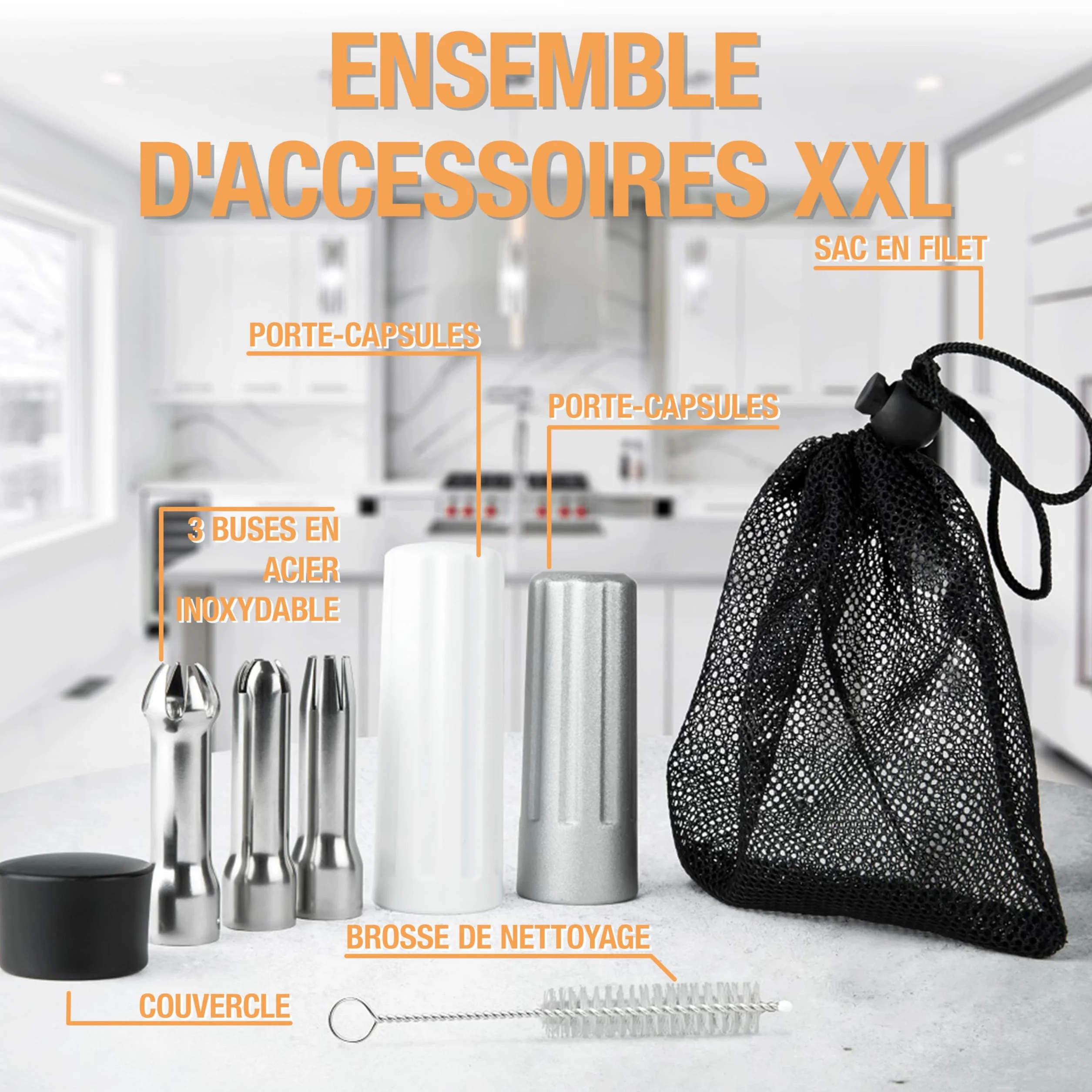Siphon à mousse Thiru crème inox 3 douilles noir 100 jours d'essai
