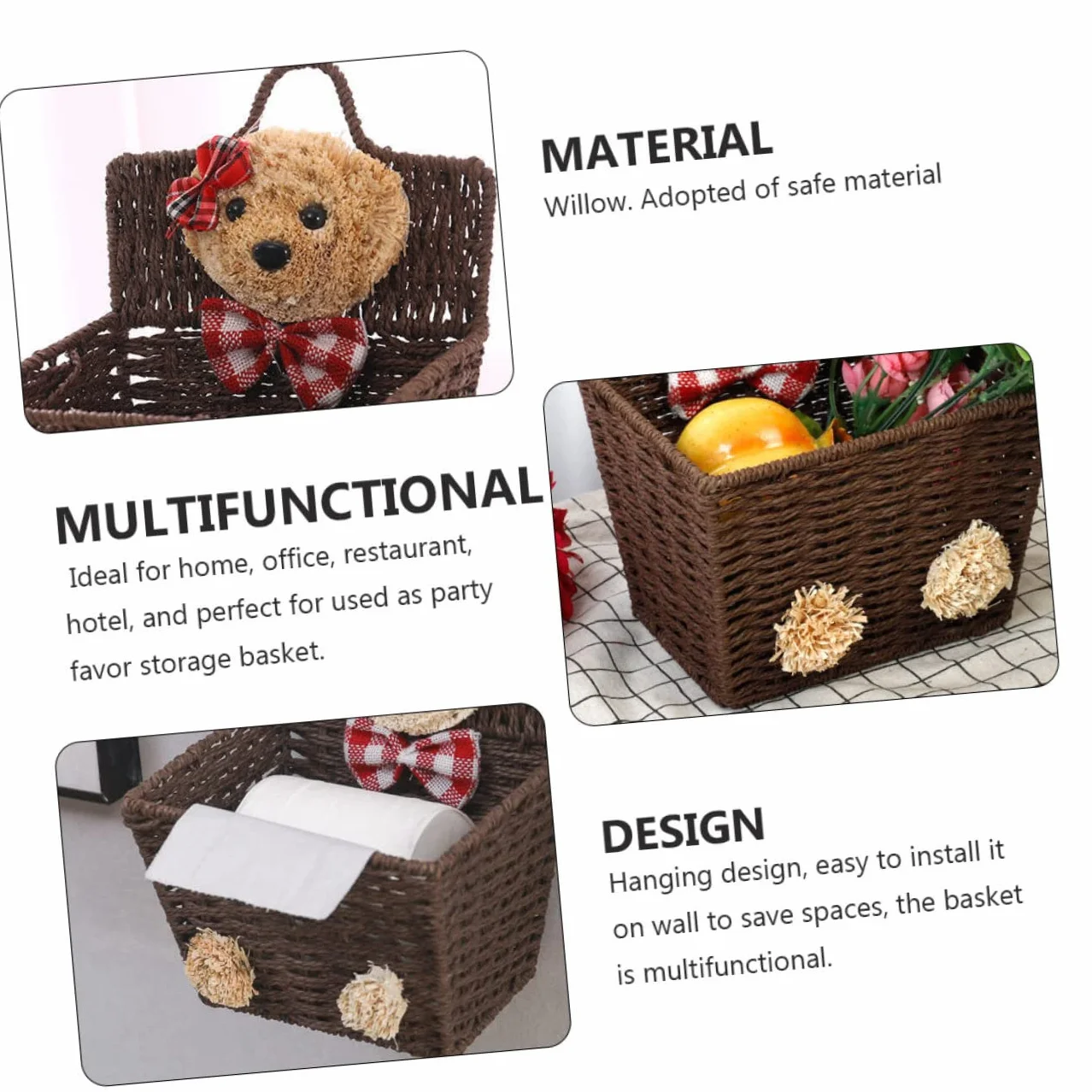 Panier Suspendu en Saule Mignon Osier Rangement Ménager Multifonctionnel Maison Restaurant