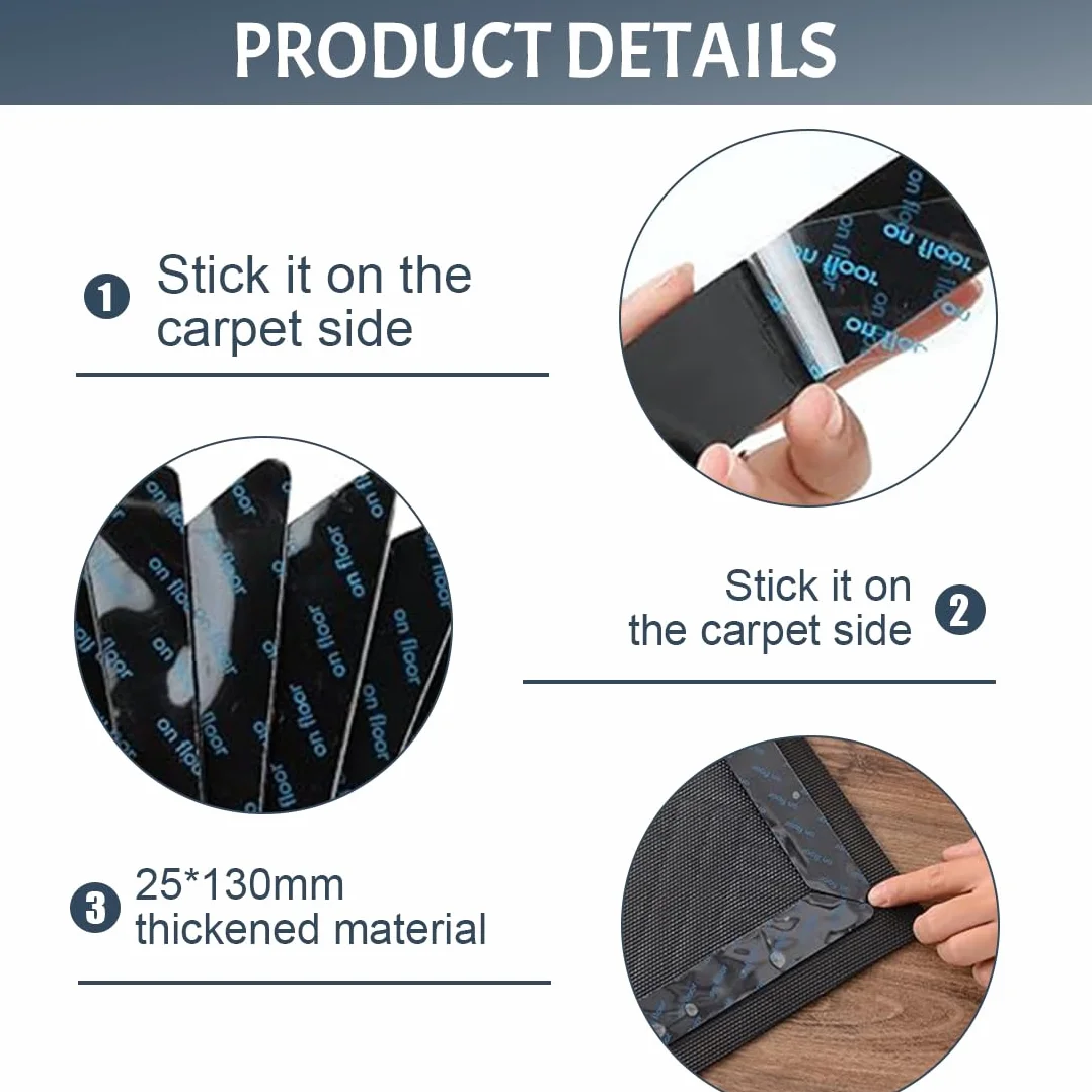 WeddHuis 14 pièces Anti-glisse réutilisable antidérapant lavable, Autocollants de Tapis, carpettes et Tapis