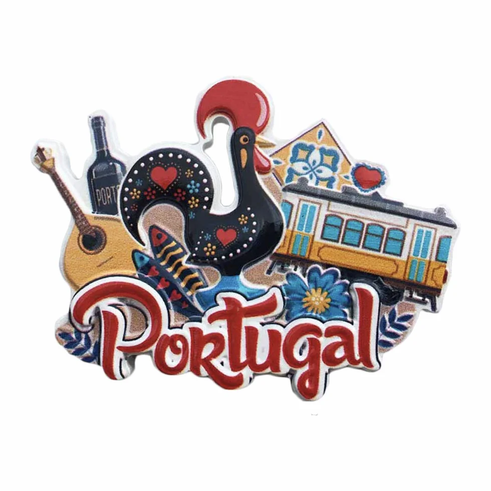 Aimant de réfrigérateur 3D Portugal souvenir touristique résine fait main
