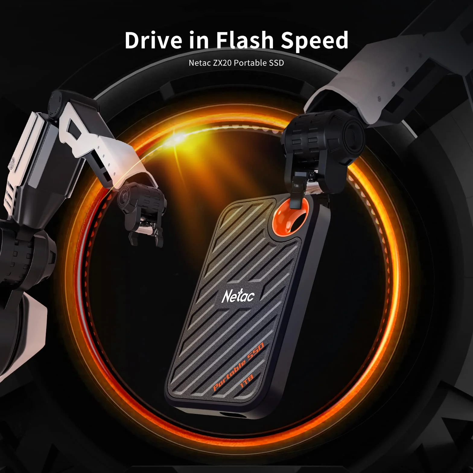 Netac ZX20 1TB Zewnętrzny dysk SSD PSSD 1TB Przenośny dysk SSD NVMe, USB 3.2 Gen 2x2, prędkość odczytu do 2000 MB/s i zapisu do 1700 MB/s, odporny na kurz, obsługuje Win To Go, kolor czarny