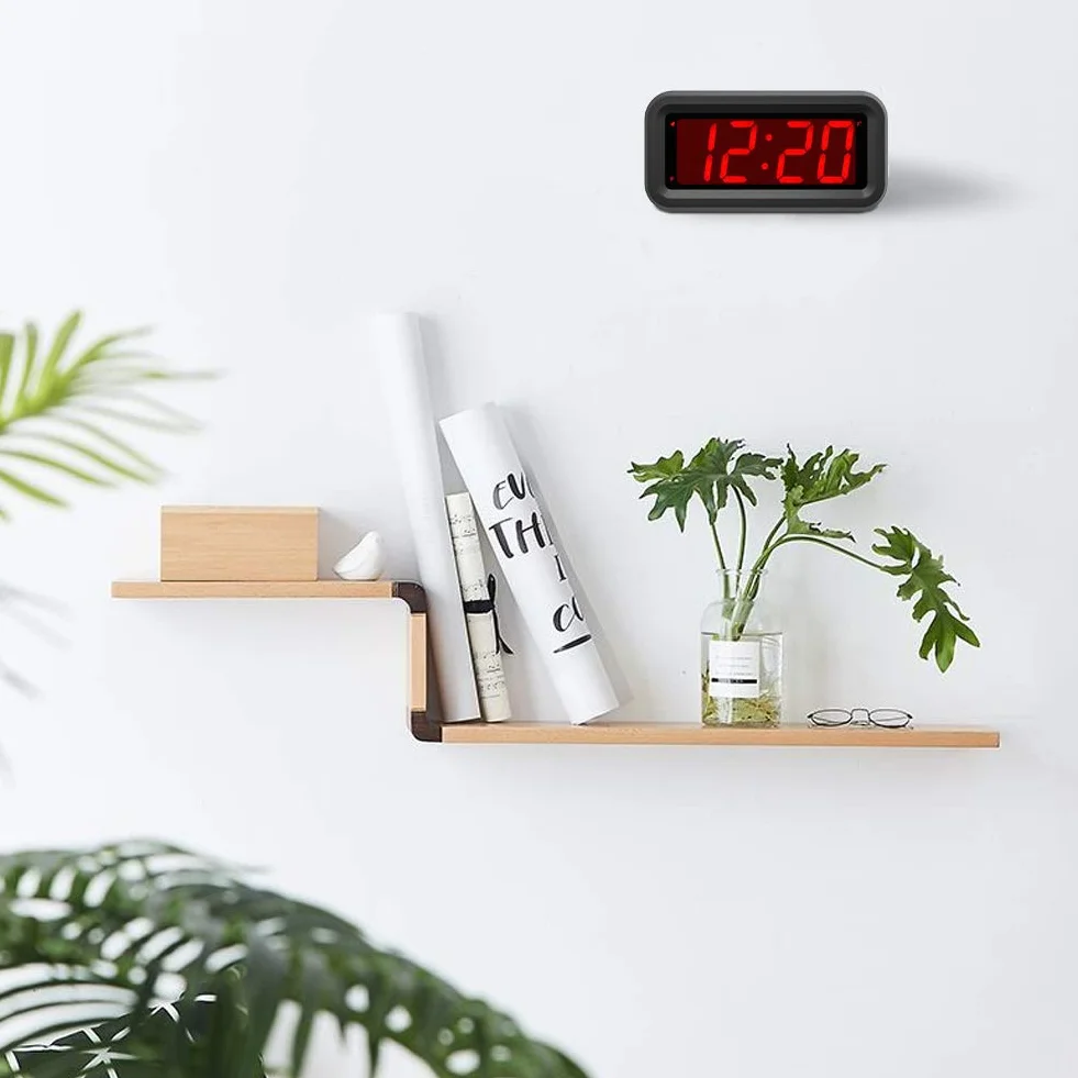 EUTUKEY Réveil Numérique LED 12/24H 2 Niveaux Luminosité 3 Niveaux Volume Snooze