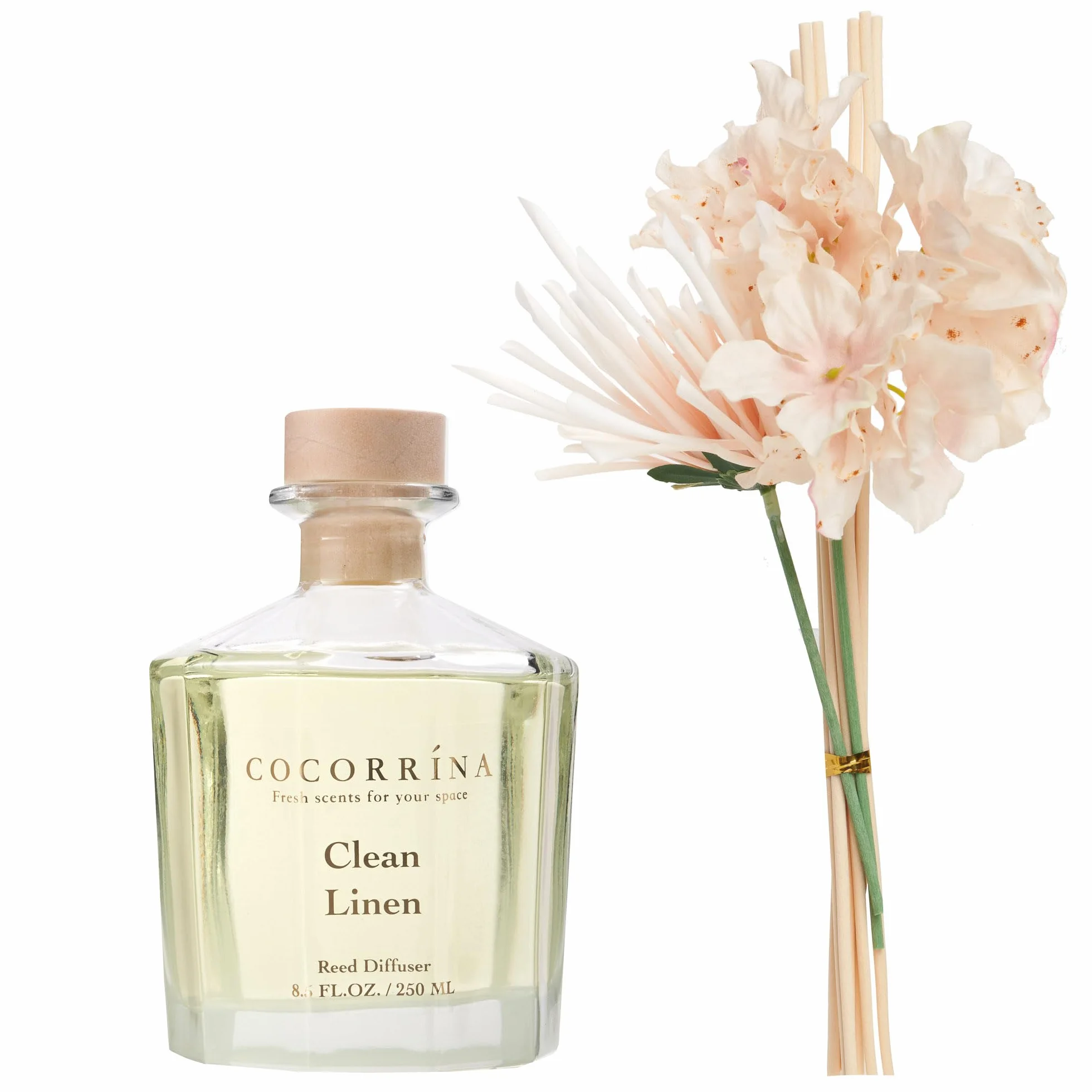 COCORRÍNA Reed Diffuser Linge Propre 250ml 8 Bâtonnets Diffuseur Parfum Maison