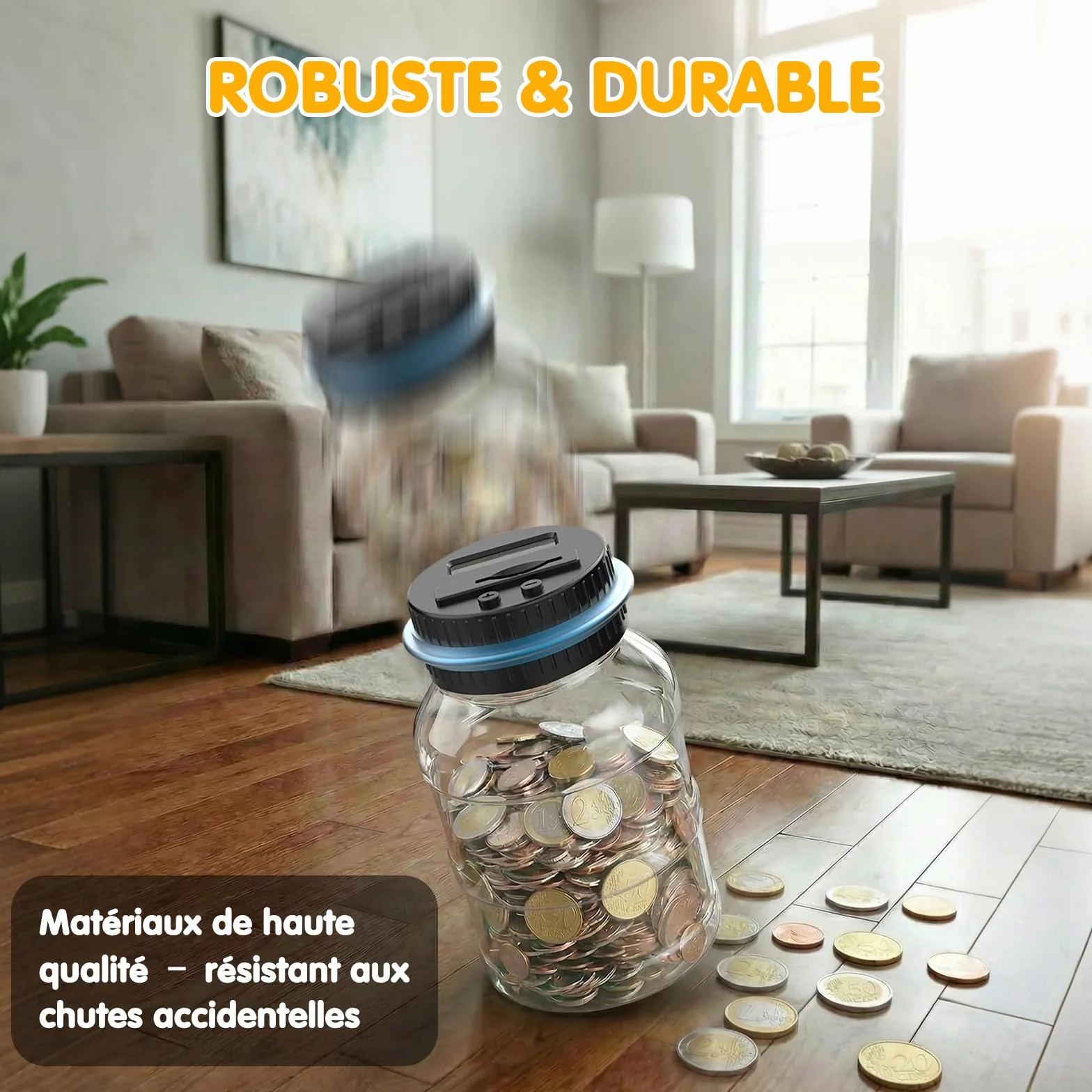 Pup Go Tirelire Electronique Transparente Numérique Écran LCD, XXL 1,8L Grande Capacité Compteuse Automatique de Pièces