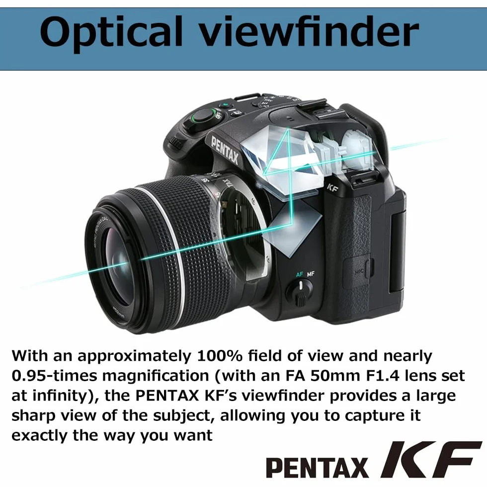 PENTAX KF korpus lustrzanki cyfrowej z matrycą APS-C, odporny na kurz i warunki atmosferyczne, ruchomy ekran LCD, czarny