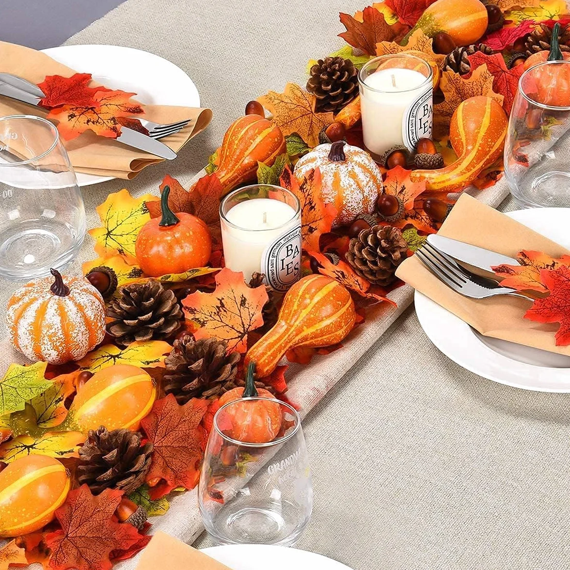 VASIN Décoration de Citrouilles Automne, 88 Pièces Citrouilles Artificielles Halloween Automne Décoration