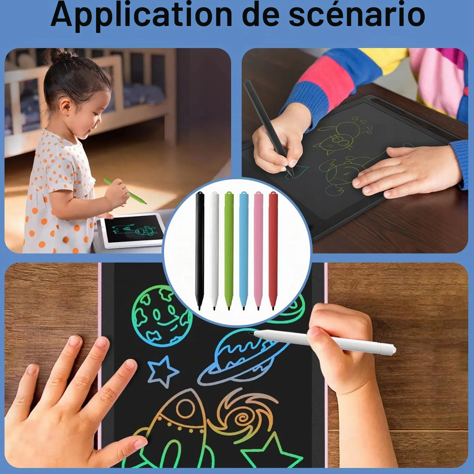 Stylos de Rechange pour Tableau d'écriture LCD, Lot de 6