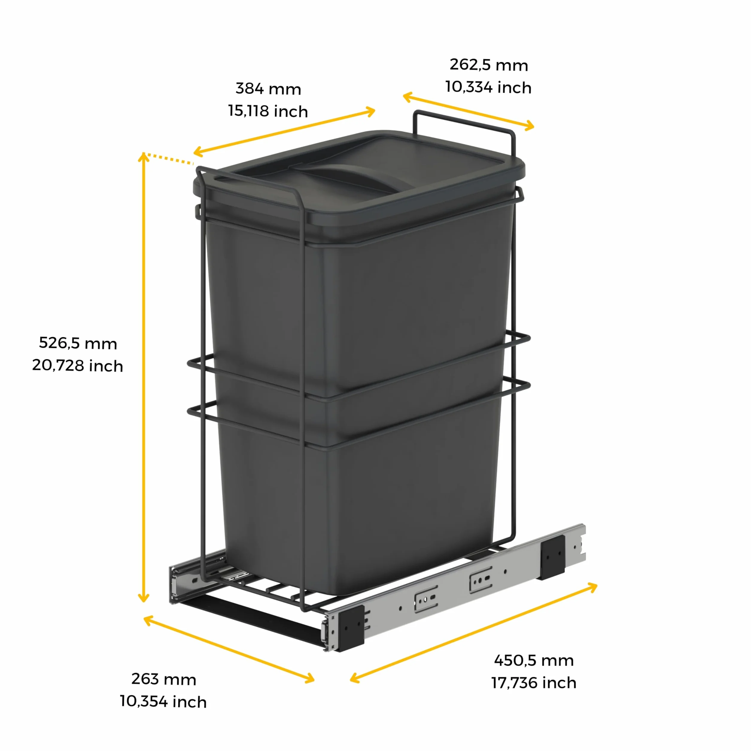 Emuca Poubelle de recyclage cuisine 35 L Plastique gris anthracite