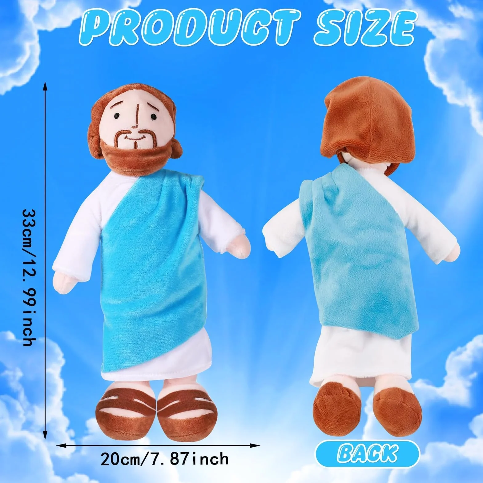 Peluche Jésus 33 cm Figurine Religieuse Sauveur du Christ