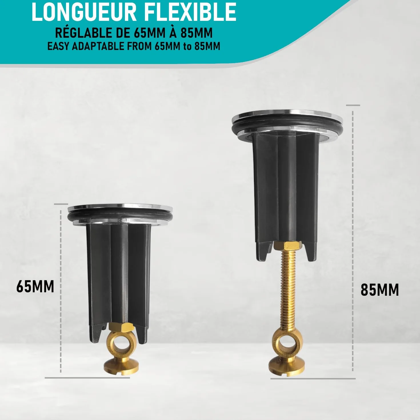 Arteneur Bouchon de lavabo 40mm acier inoxydable excentrique avec vis en laiton extra lourde universel