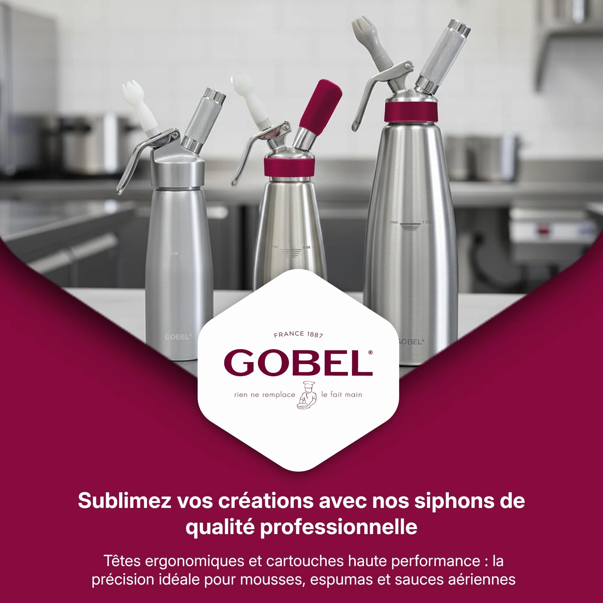Siphon de cuisine professionnel INOX 1L - GOBEL
