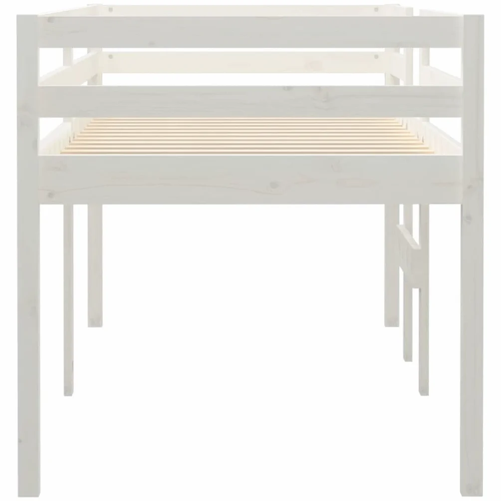 vidaXL Lit Haut Cadre de Lit Simple Sommier à Lattes Lit pour Enfants Meuble de Chambre à Coucher Blanc 90x200 cm Bois de Pin Massif