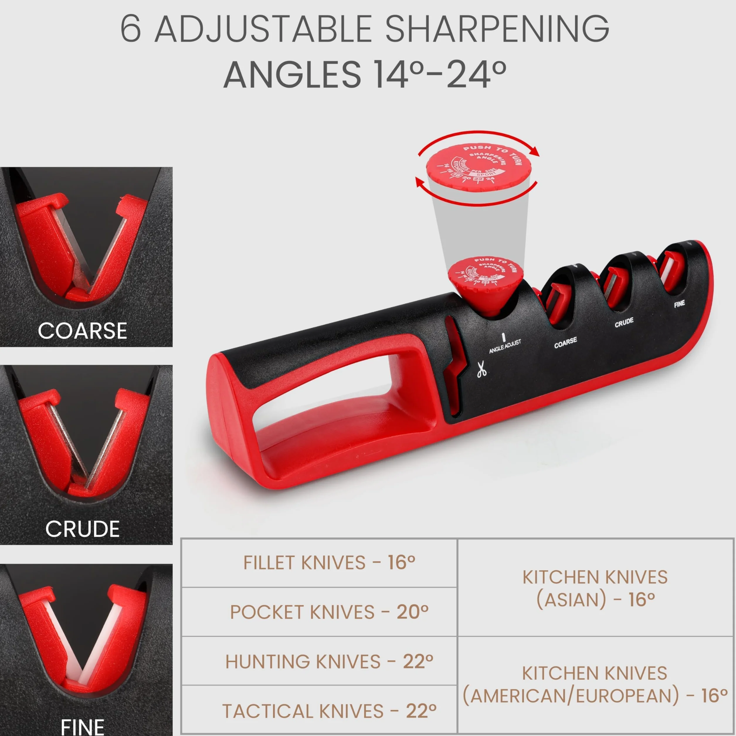 Belle Vous Aiguiseur de Couteau Manuel 6 Angles Réglables pour Couteaux et Ciseaux de Cuisine