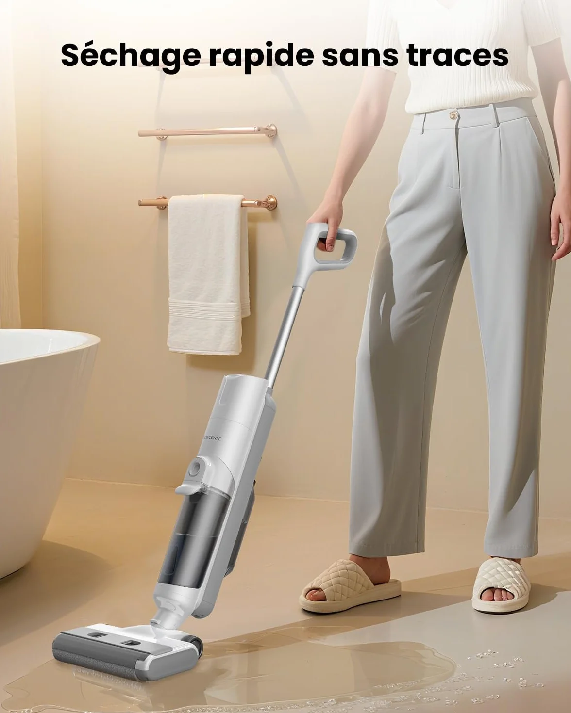 Proscenic F10 Ultra+ Aspirateur Laveur sans Fil,60 Mins Aspirateur Balai sans Fil Sec et Humide,Léger Aspirateur Eau et Poussière,Laveur de Sol,Autonettoyant,1.3L,Nettoyage des Angles,Bords,Sols Durs