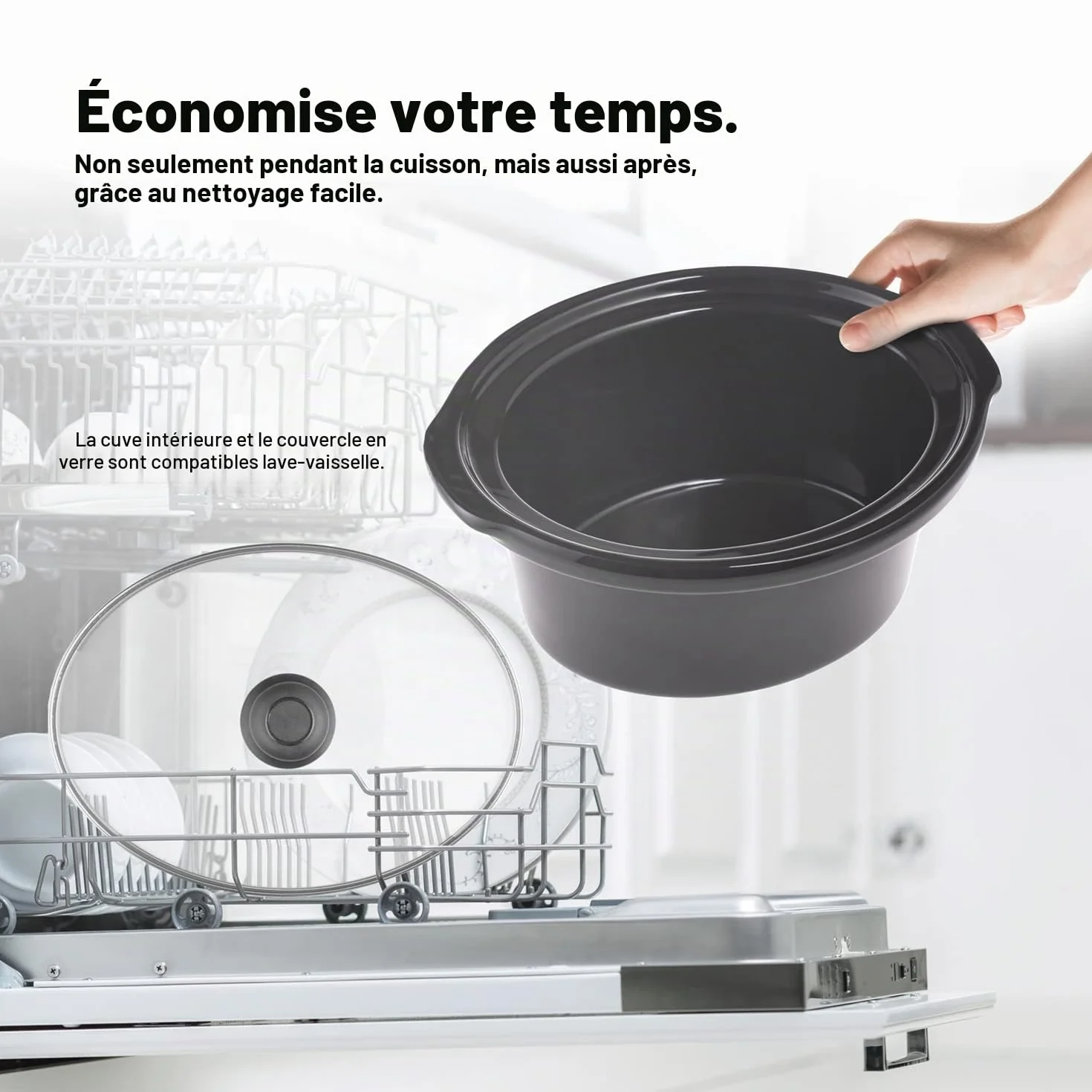 Lauben Mijoteuse 3500SB avec technologie Thermeffect®, technologie SlowHeat®, livre de cuisine, récipient intérieur en céramique, deux niveaux de température, réglage manuel de l'heure, 3,5 l