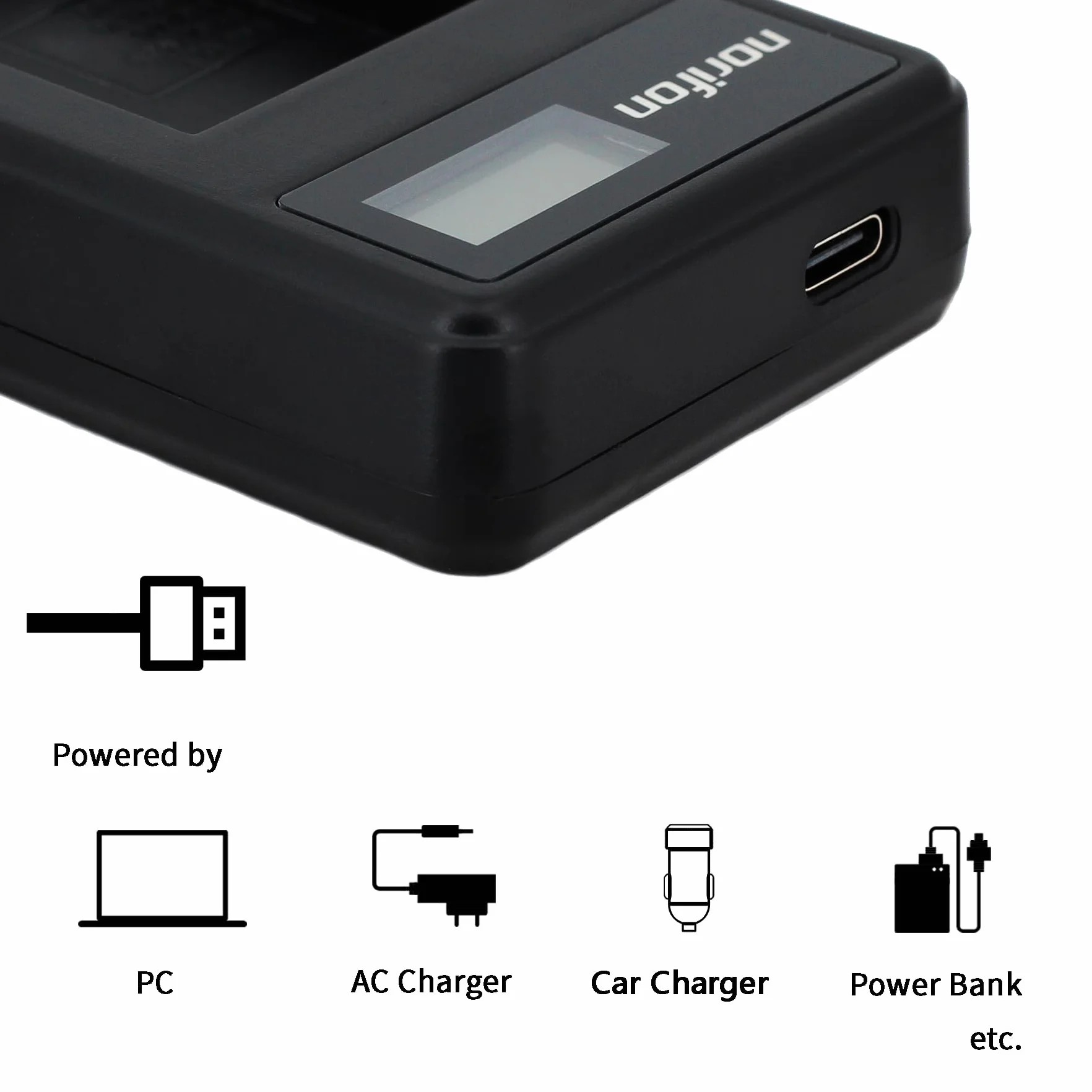 Norifon NP-FM50 LCD USB Ładowarka do Sony CCD-TRV308, CCD-TRV138, CCD-TRV328, DSLR-A350, DSLR-A100, DSLR-A200, DSR-PD170, DSR-PD150, HVR-Z5U, HVR-Z1U, MVC-CD400 Aparat i nie tylko