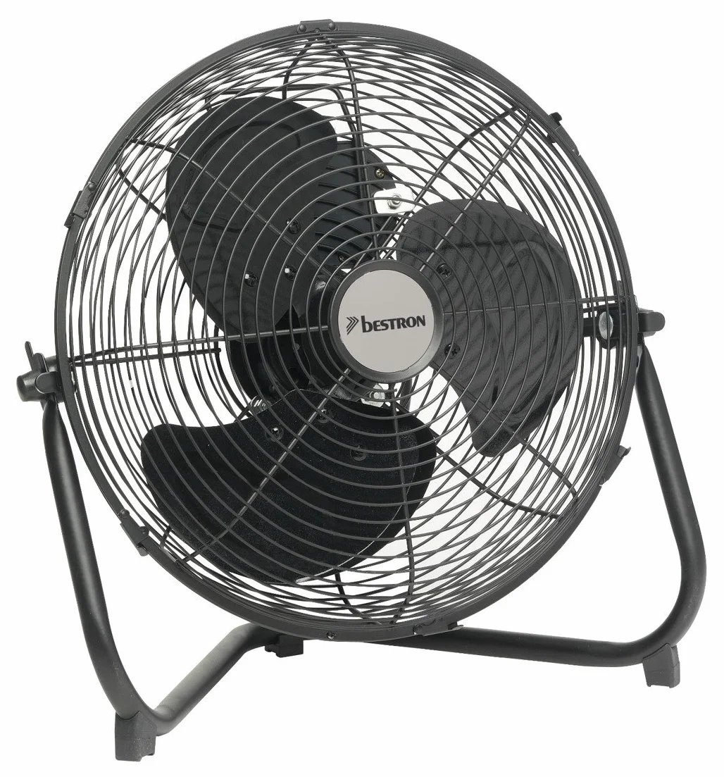 Bestron Ventilateur de Sol Rétro 55W 3 Vitesses Inclinable Noir 39x35 cm