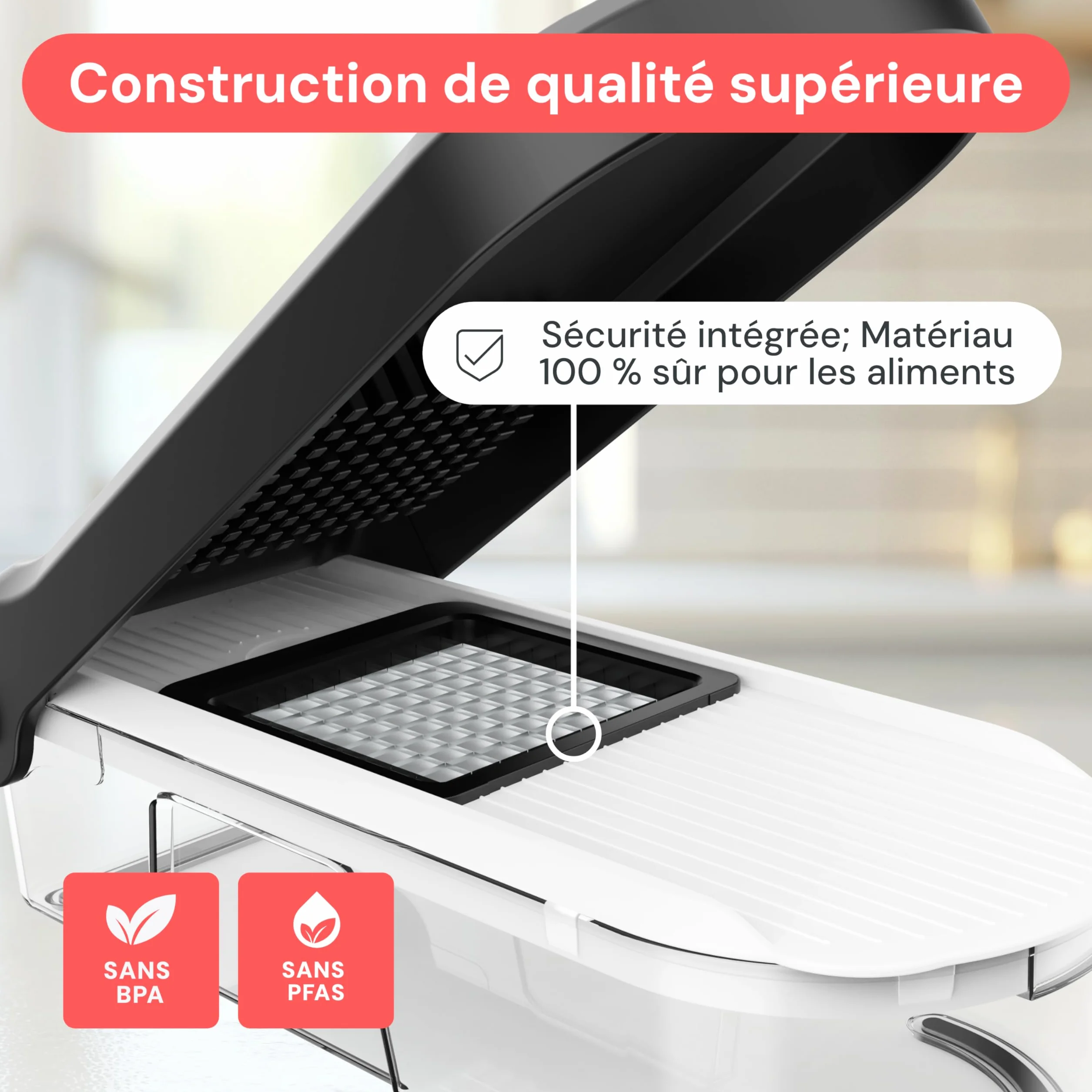 Fullstar Coupe Légumes Multifonctions Mandoline 6-en-1 Blanc - Trancheur Découpe Cube Oignons Carottes Concombres Frites Fruits