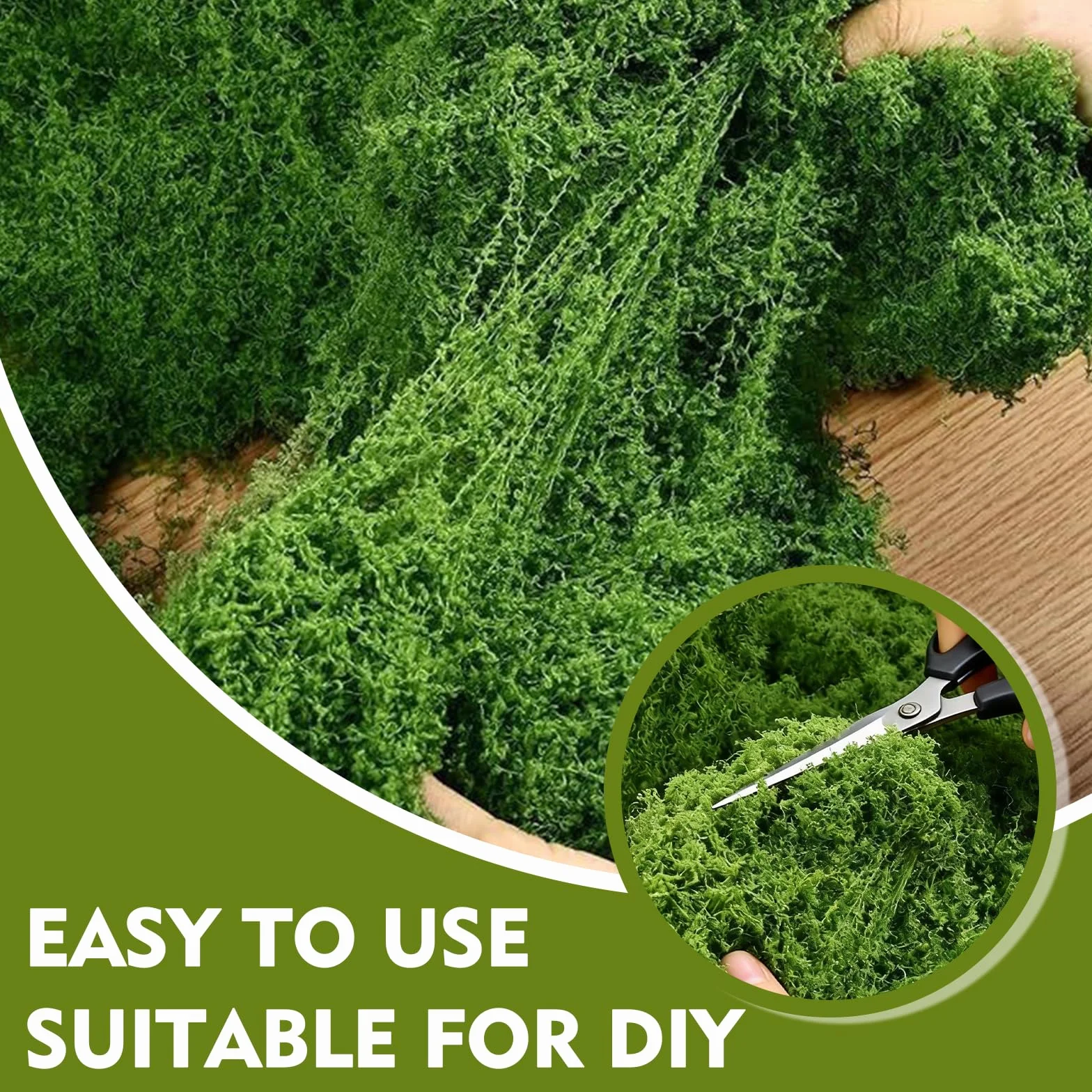 Fausse Mousse Végétale 200g Vert Foncé Vert Clair, Mousse Artificielle pour Décoration Murale Crèche