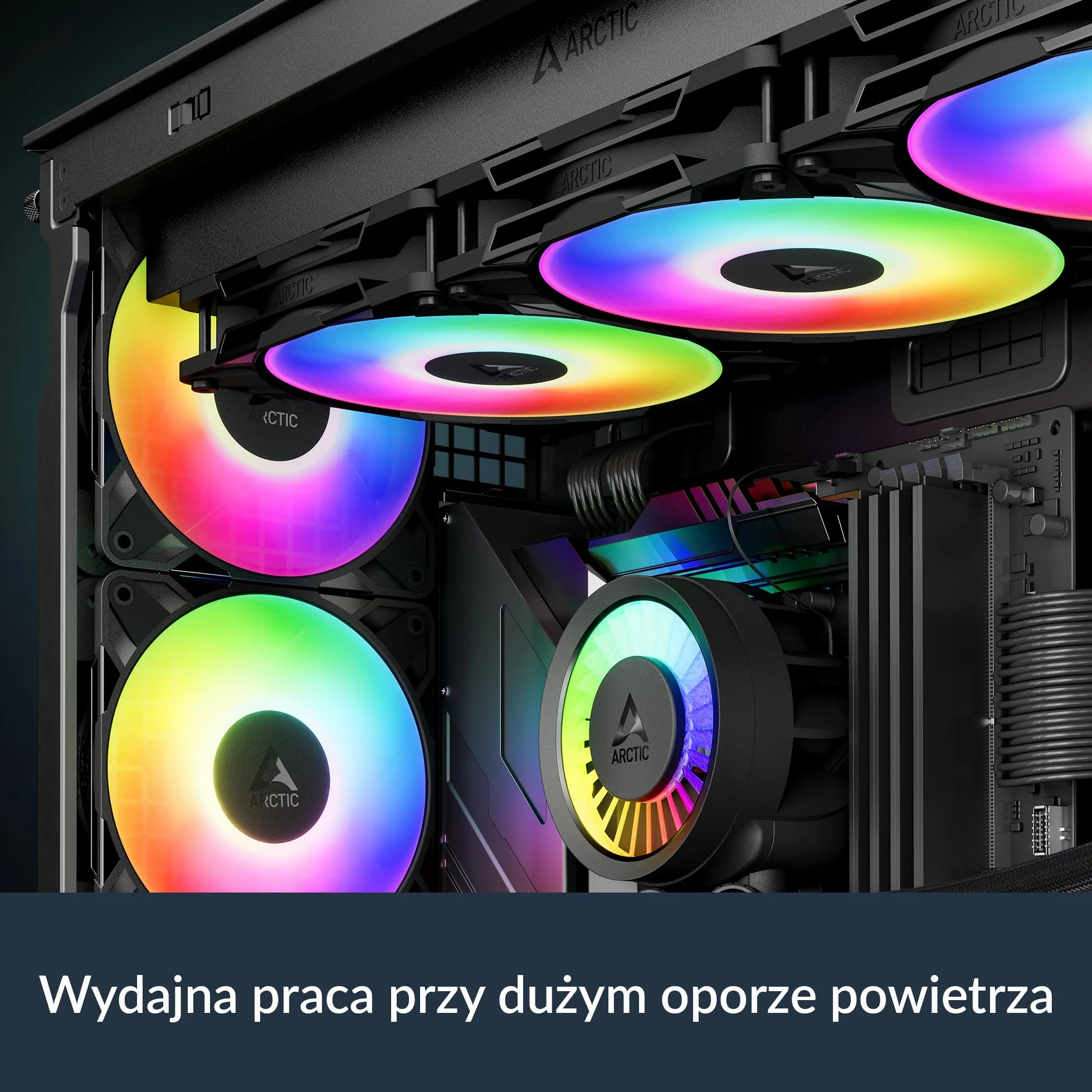 ARCTIC P12 Pro A-RGB - Mocny Wentylator Premium, Wentylator PWM 120 mm z Rozdzielaczem Kabla Y, 600-3000 rpm, 0 rpm <5% PWM, 5V Cyfrowy RGB, łożysko ślizgowe Hydrodynamiczne, 4-Pin - Czarny