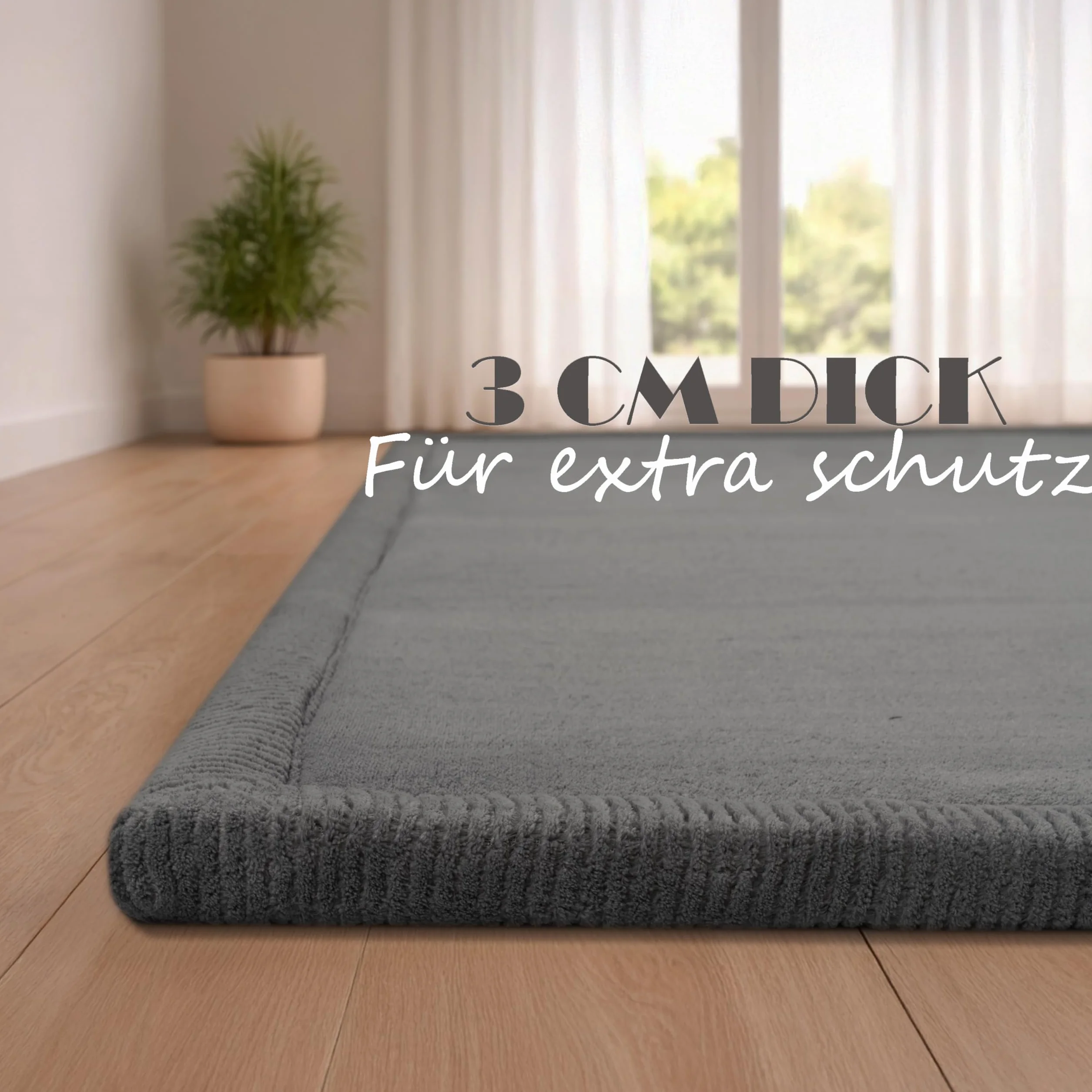 Paco Home Tapis Chambre Enfant Bebe Fille Garcon Moelleux Antidérapant Moderne 100x200 cm Anthracite