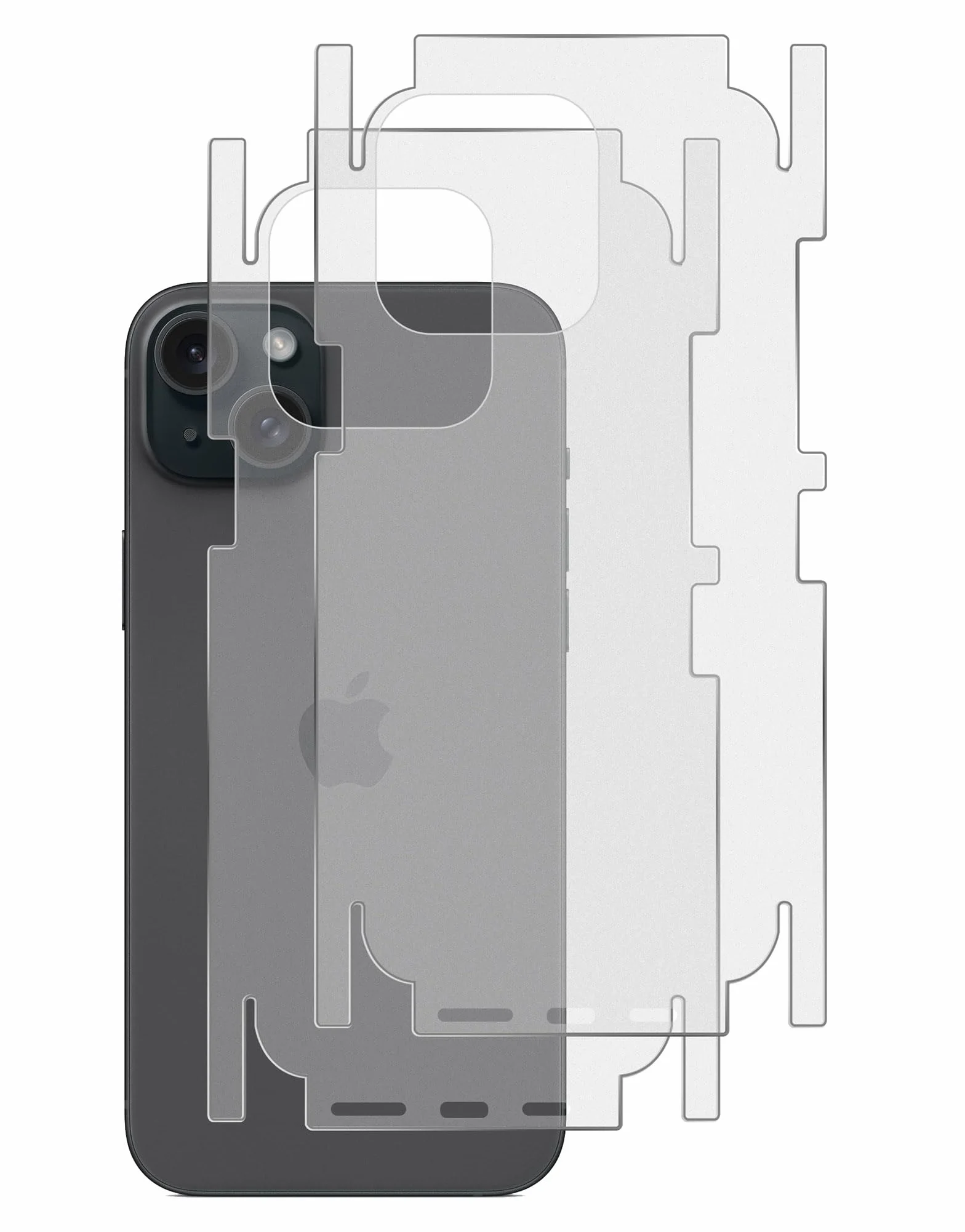 GIOPUEY 2 sztuki osłony tylnej do iPhone'a 15 Plus, iPhone 15 Plus, folia ochronna na tył, miękka TPU, cienka, matowa tekstura, ochronna krawędź, przezroczysta