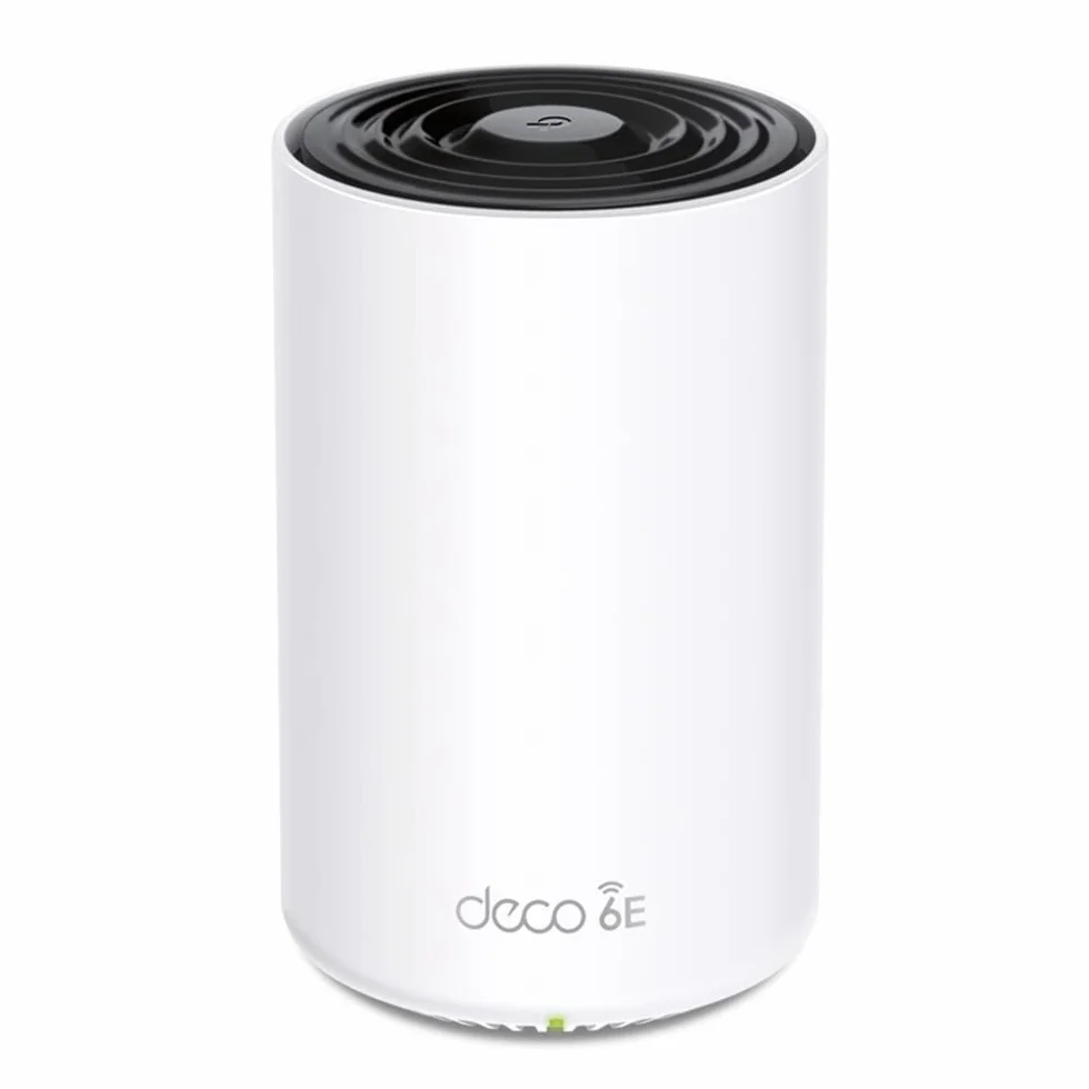 TP-Link Deco XE75 System Mesh WiFi 6E – AXE5400 Trójzakresowa Sieć (6 GHz: 2402 Mb/s + 5 GHz: 2402 Mb/s + 2.4 GHz: 574 Mb/s), Zasięg do 670 m², Sztuczna Inteligencja Mesh, HomeShield, Zestaw 3 szt.