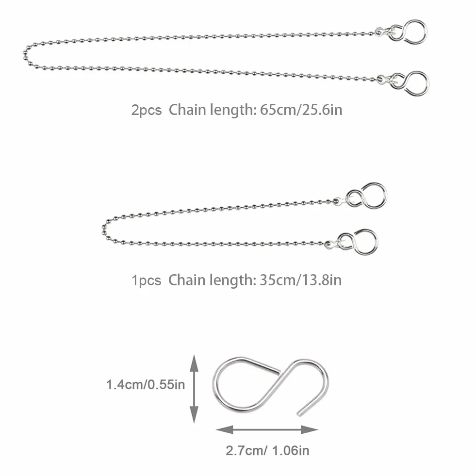Chaîne Bouchon Évier Baignoire Acier Inoxydable 35cm 65cm 3 Pièces Accessoires Cuisine Salle de Bain