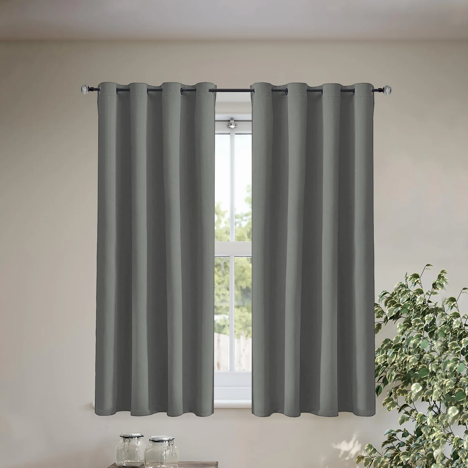 Rideau occultant chambre à coucher avec œillets 120 x 150 cm Gris