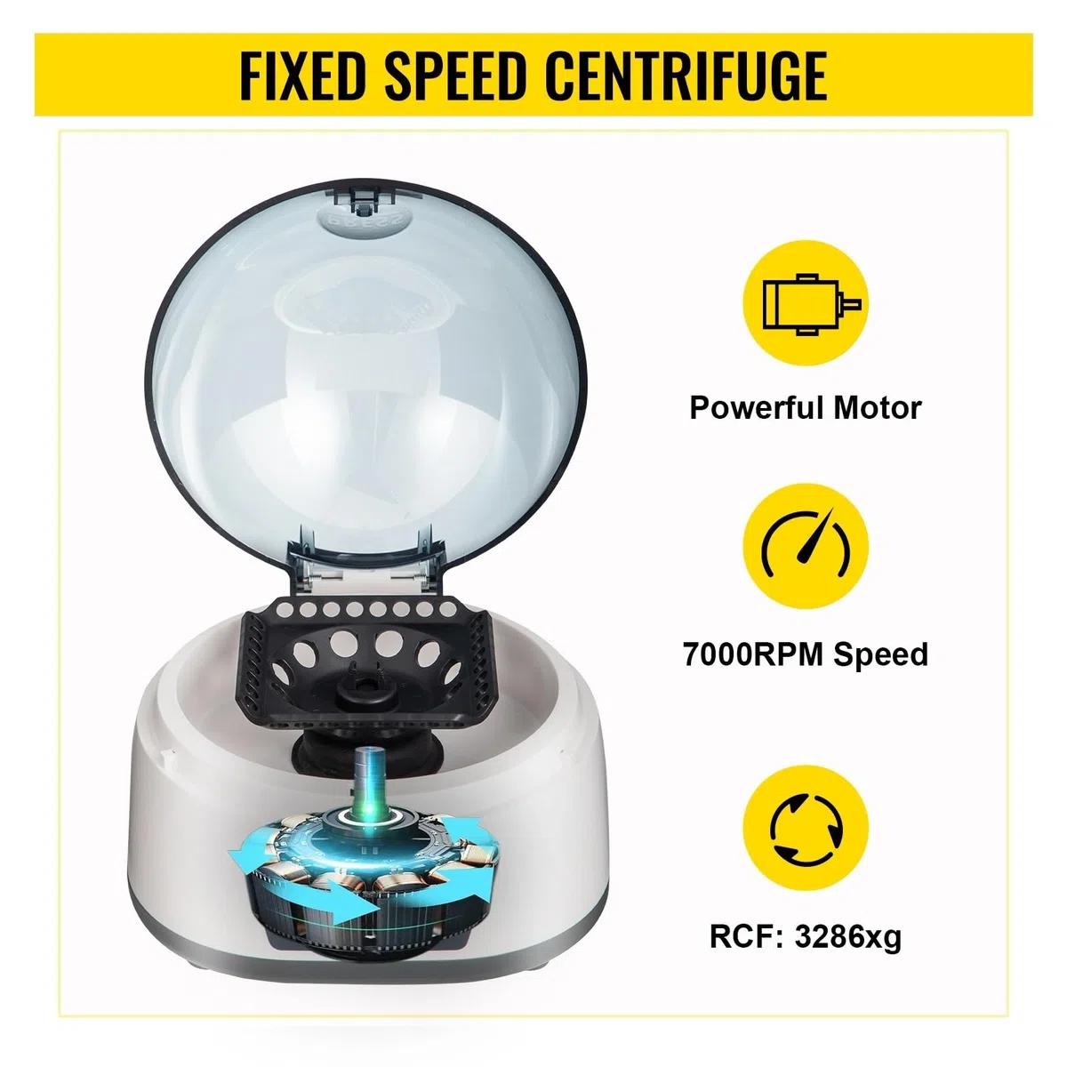 EDEDE Centrifugeuse électrique Mini Laboratoire de Paillasse 500-5000/7000 TR/Min Vitesse avec centrifugeuse de Laboratoire de Sang à Rotor 2 en 1/médicale(500-5000RPM Speed)