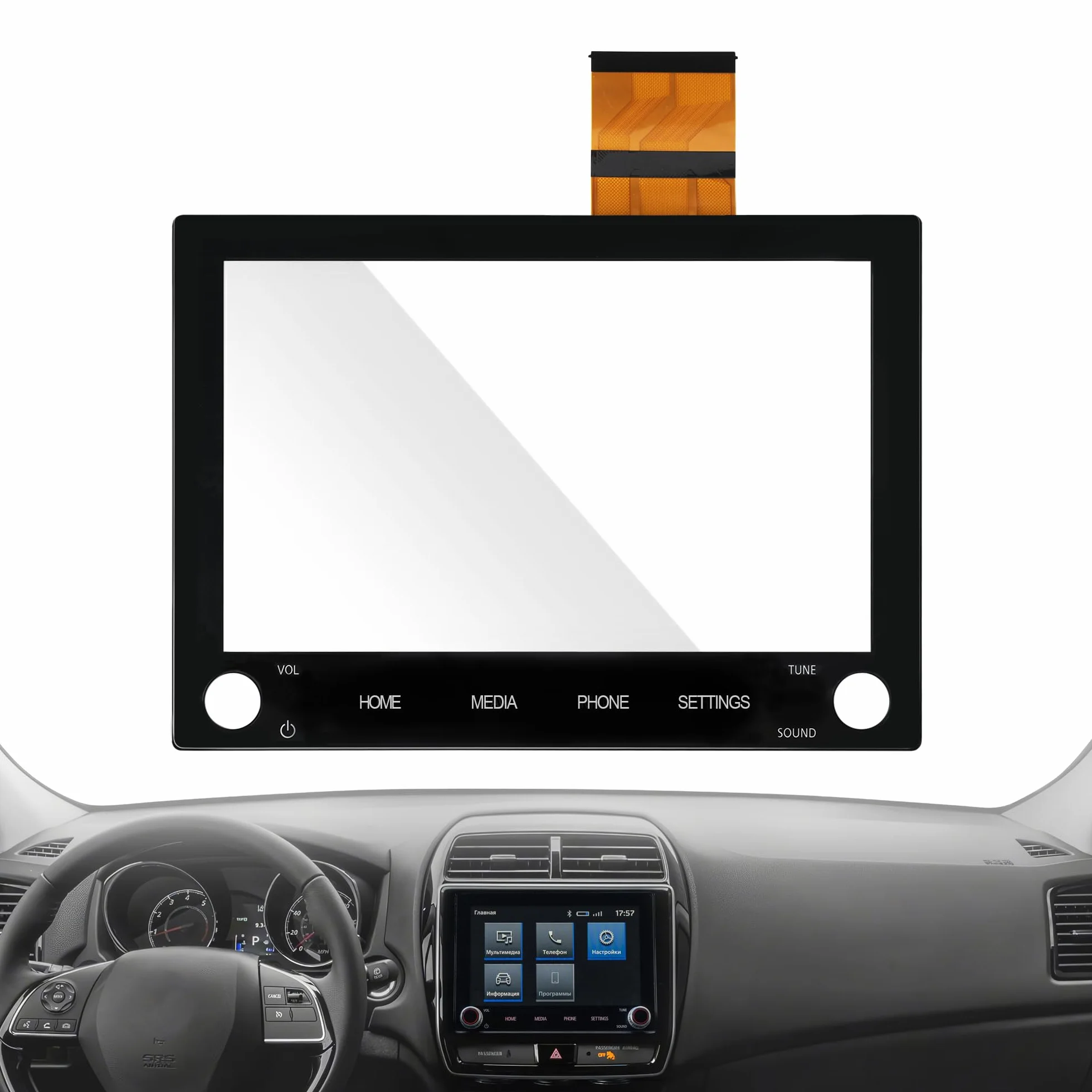 LEMON SHARK Ekran dotykowy LCD 8" radio nawigacja wersja z 2 przyciskami na ekranie do Mitsubishi Outlander 2020-2022 zastępuje nr 8740A130, 8740A040, 8740A076, 8740A040