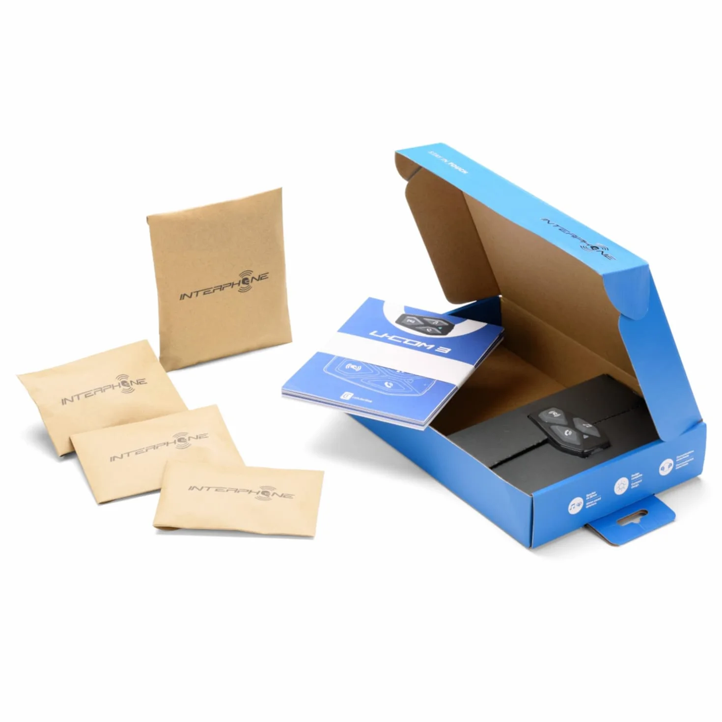 INTERPHONE Com3 | pojedynczy | Bluetooth 5.1 interkom motocyklowy Bluetooth 5.1 kask motocyklowy, słuchawki 32 mm, zastosowanie motocyklowe, odległość 500 m, autonomia 10 godzin, muzyka, GPS