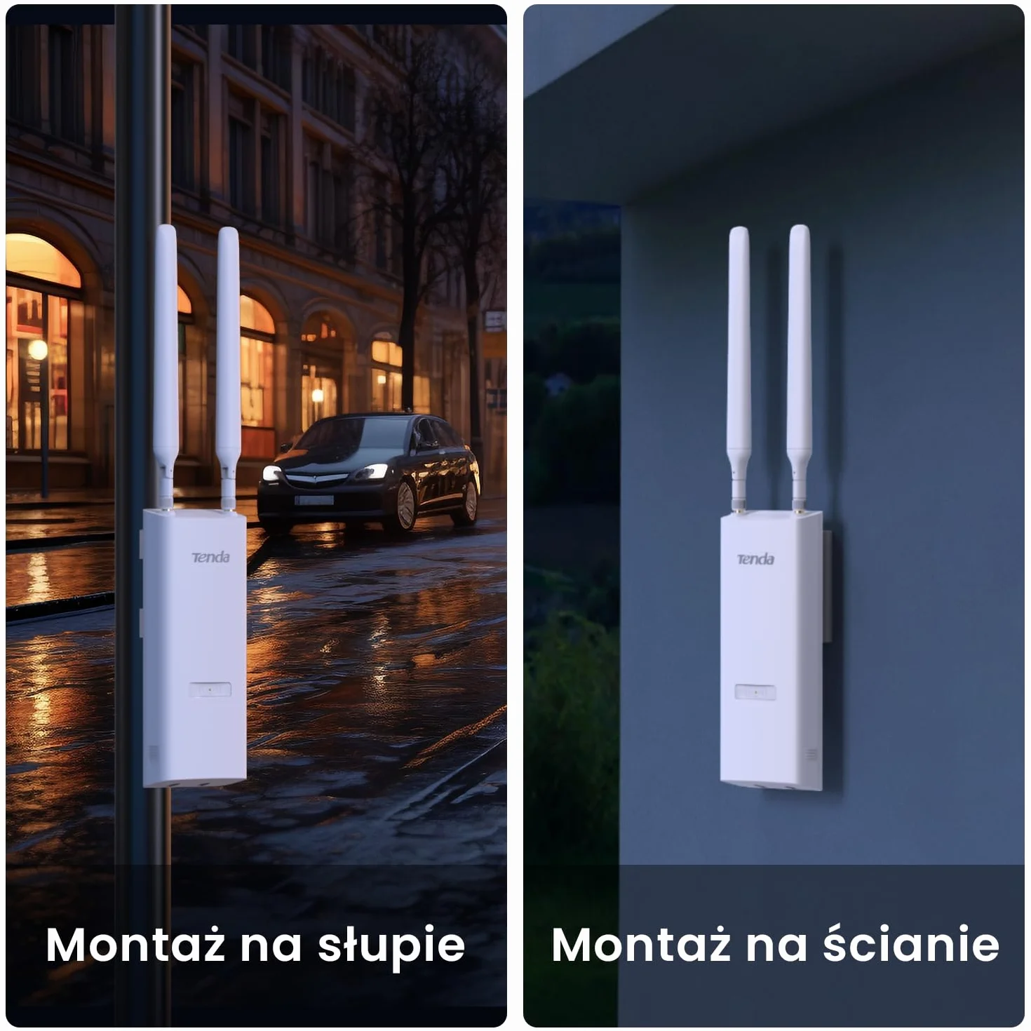 Tenda OAP1200 zewnętrzny punkt dostępowy, Gigabit Dualband WLAN Access Point (AC1200, 802.3af/at PoE i 24 V/0,5 A pasywny PoE, wodoszczelność IP65, 1 port Gigabit), biały