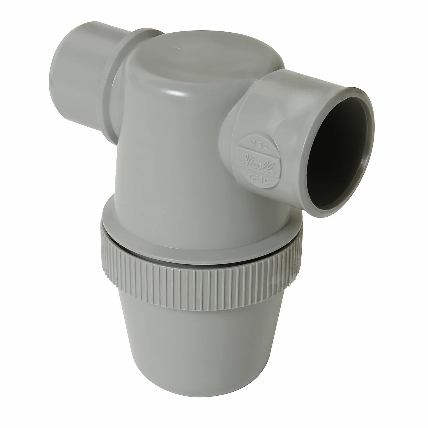 Nicoll Siphon de parcours PVC gris horizontal Mâle/femelle Ø 32 mm
