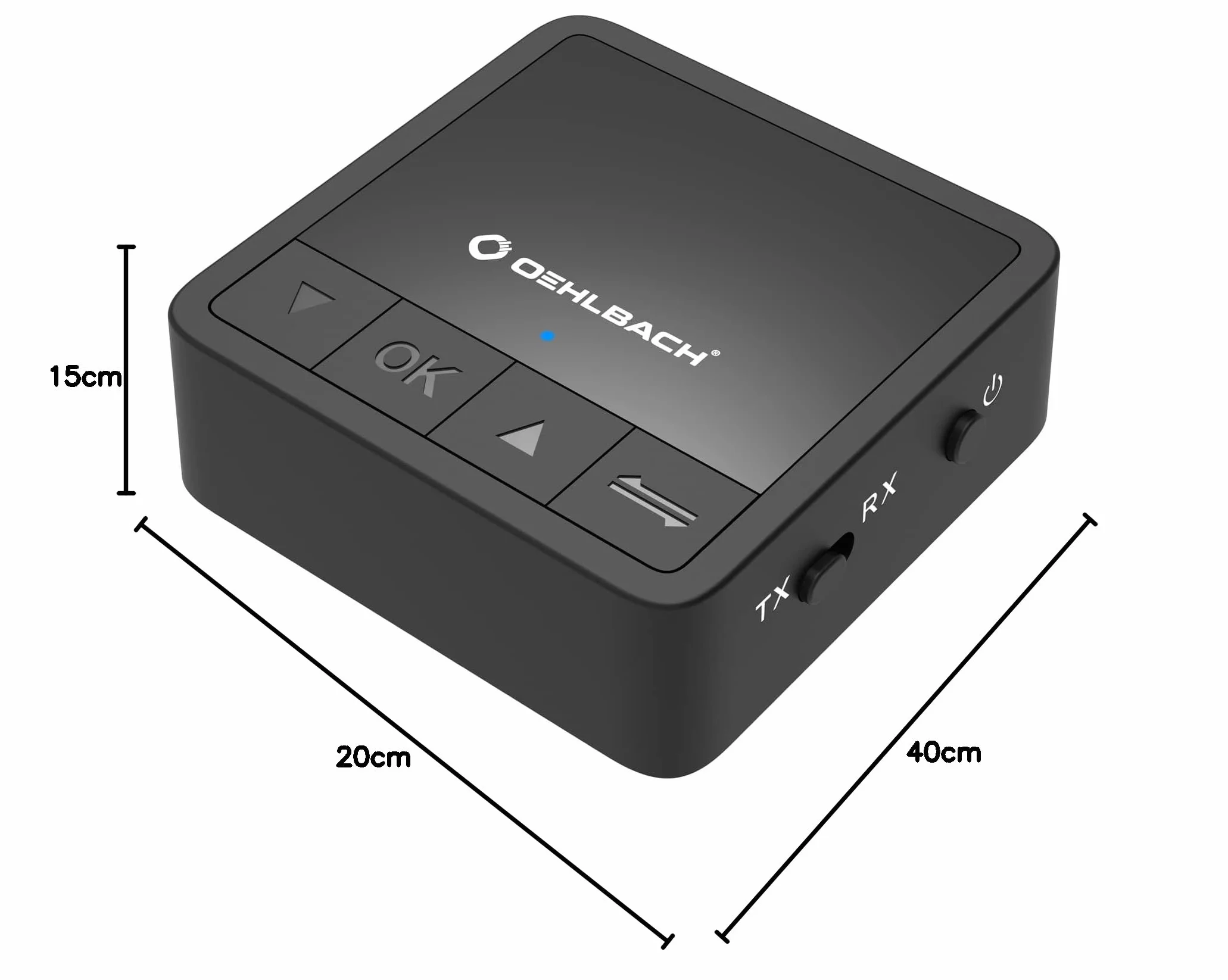 Oehlbach BTR Innovation 5.2 – nadajnik i odbiornik Bluetooth (nadajnik/odbiornik) w jakości aptX, wyświetlacz OLED, 20 godzin pracy baterii, zasięg 10 m, czarny