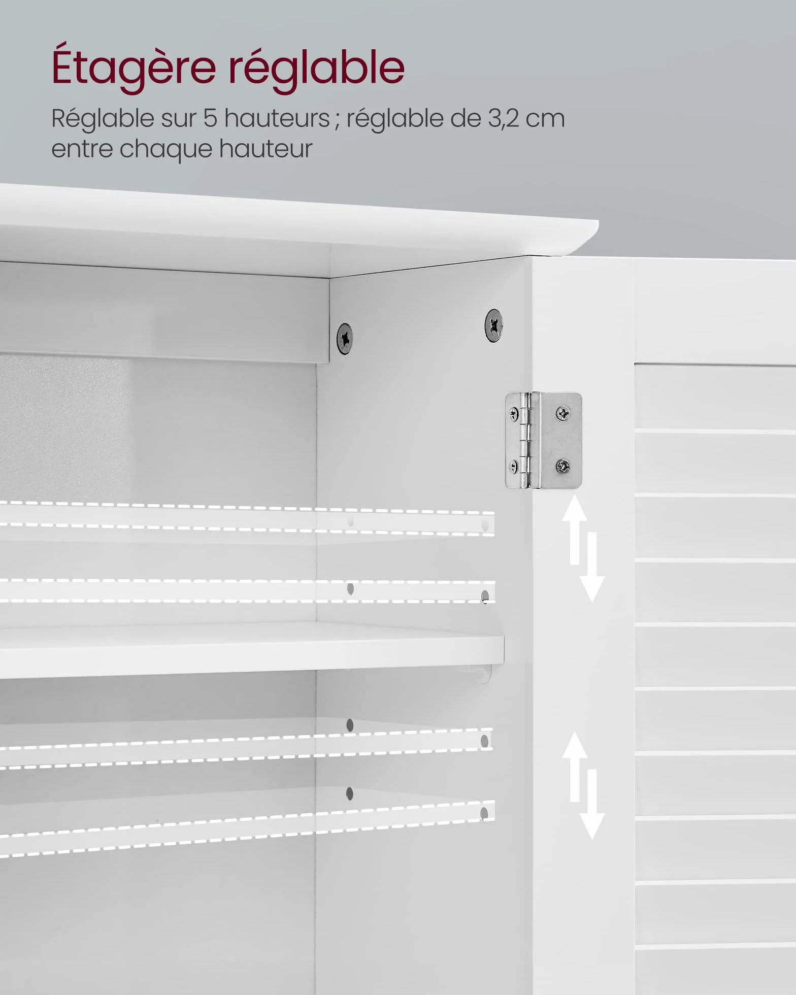 VASAGLE Meuble Mural, Meuble de Rangement Suspendu pour Salle de Bains, Armoire à Pharmacie avec Étagère Réglable, Double Porte et Étagère Ouverte, 20 x 60 x 70 cm, Blanc BBC27WT
