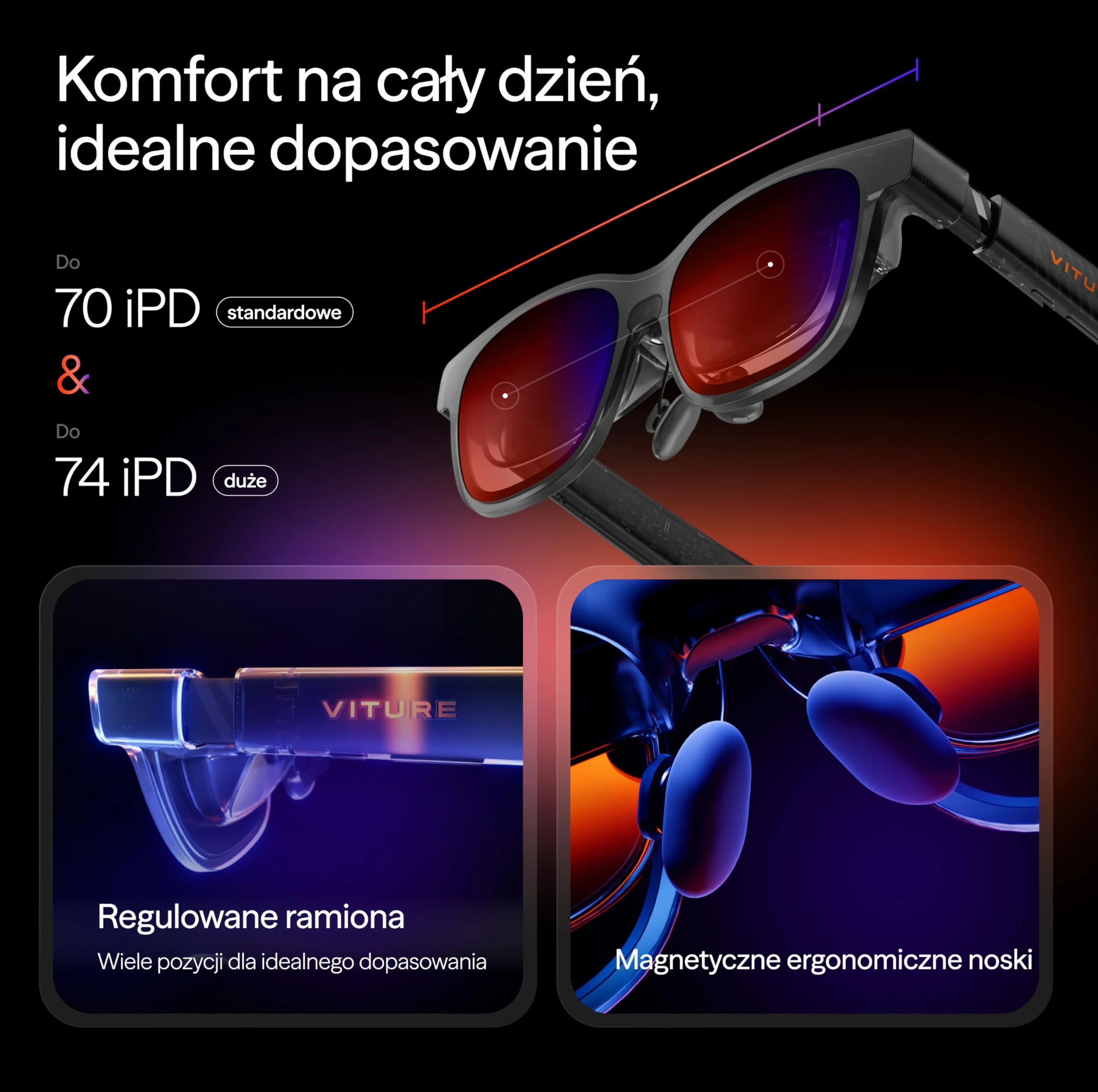 VITURE Luma Pro XR Okulary — 152" 1200p 120Hz Ultra Ostry wyświetlacz, 52° FOV, Folia Elektrochromowa, Harman Audio, dla iPhone 17/16/15/Android/Mac/PC/Steam Deck/Switch 2 - Standardowe
