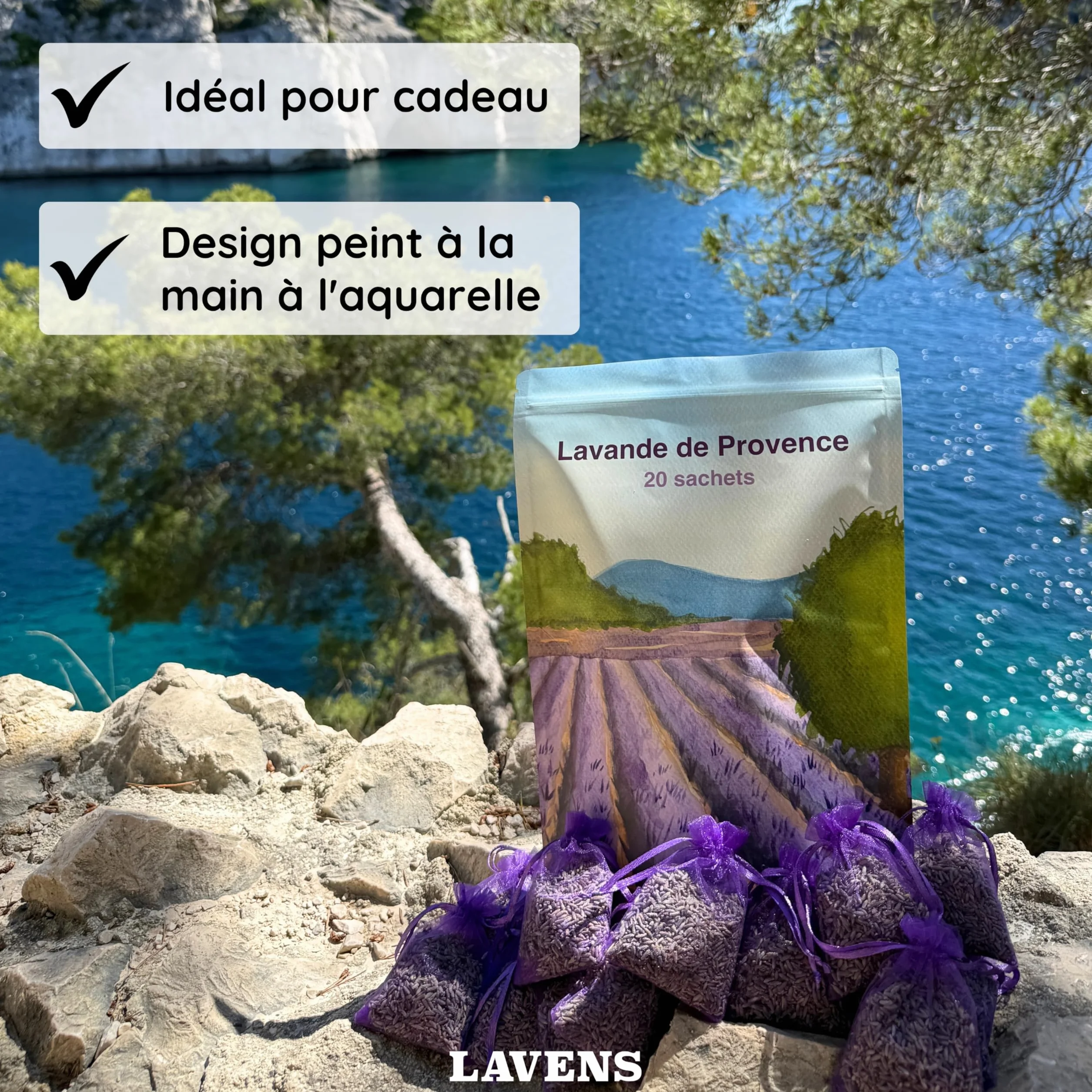 LAVENS Sachets de lavande parfumés 120G Origine Provence France pour armoire et linge