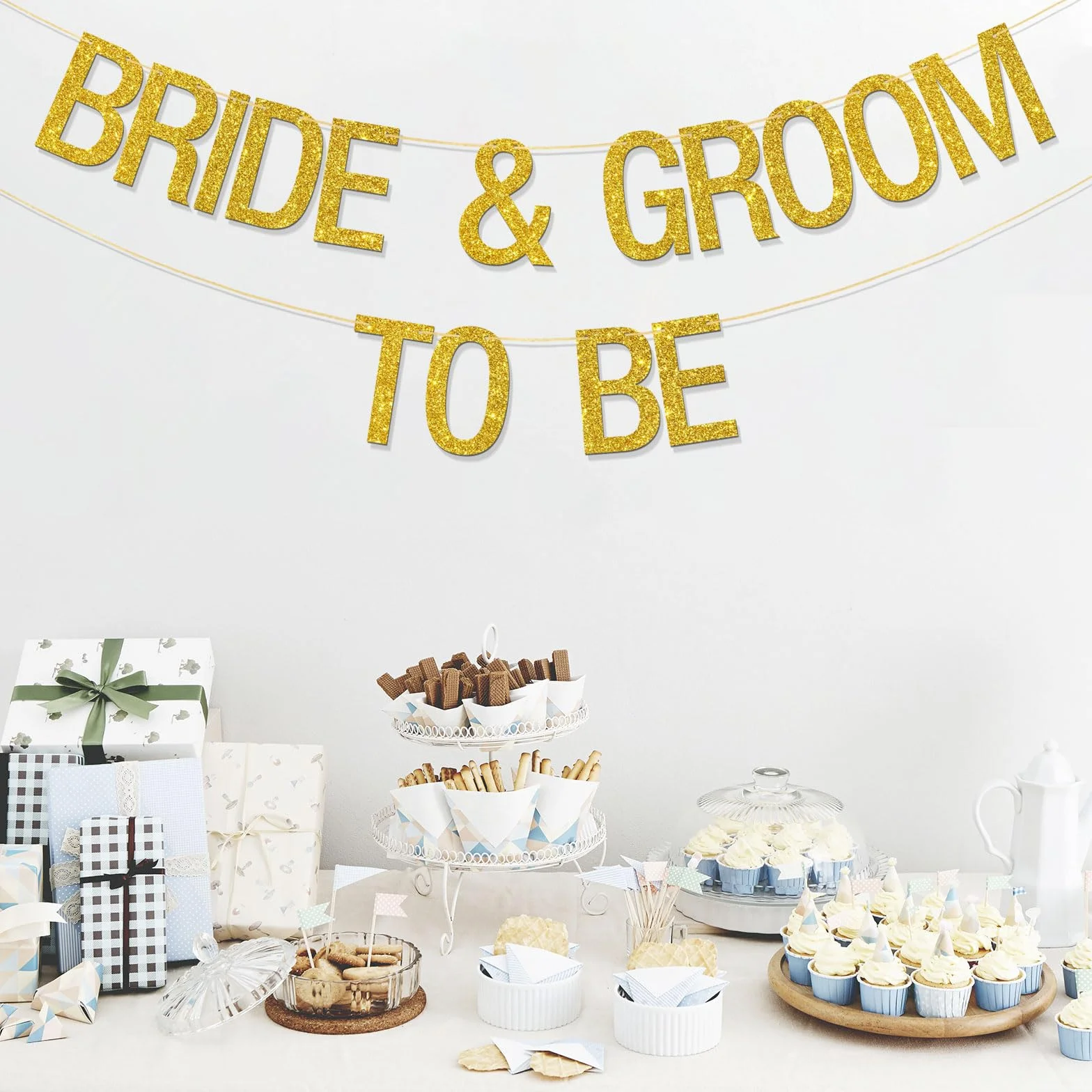Bannière Bride & Groom to Be – Décorations de mariage – Paillettes dorées