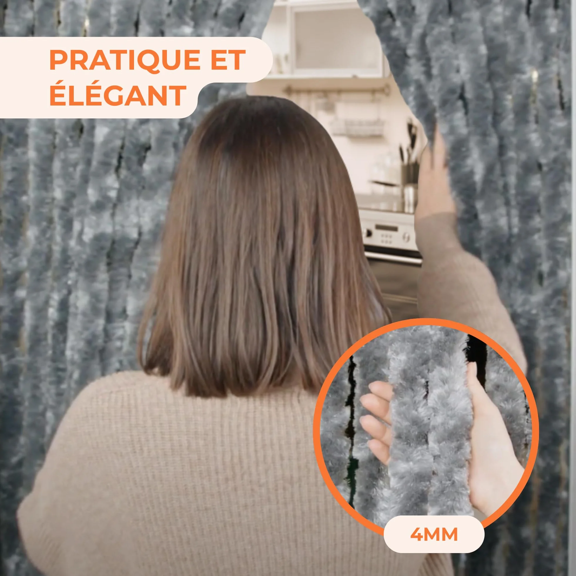 Trente Rideaux de Porte Chenille Gris 90 x 220 cm