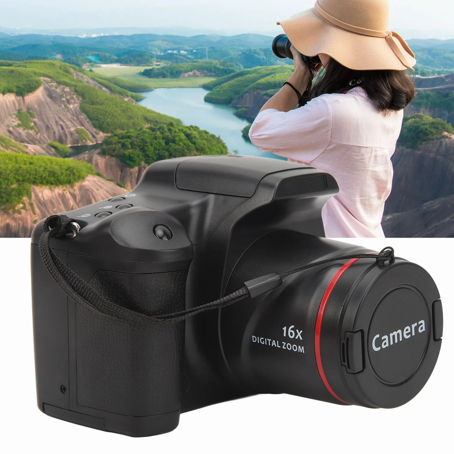 Lustrzanka Cyfrowa Rebel T7, 2,4-calowy Aparat 1080P z 16-krotnym Zoomem Cyfrowym do Podróży, spotkań, Selfie, Wszechstronne, Krystalicznie Czyste Filmy, Zestaw 2 Obiektywów z