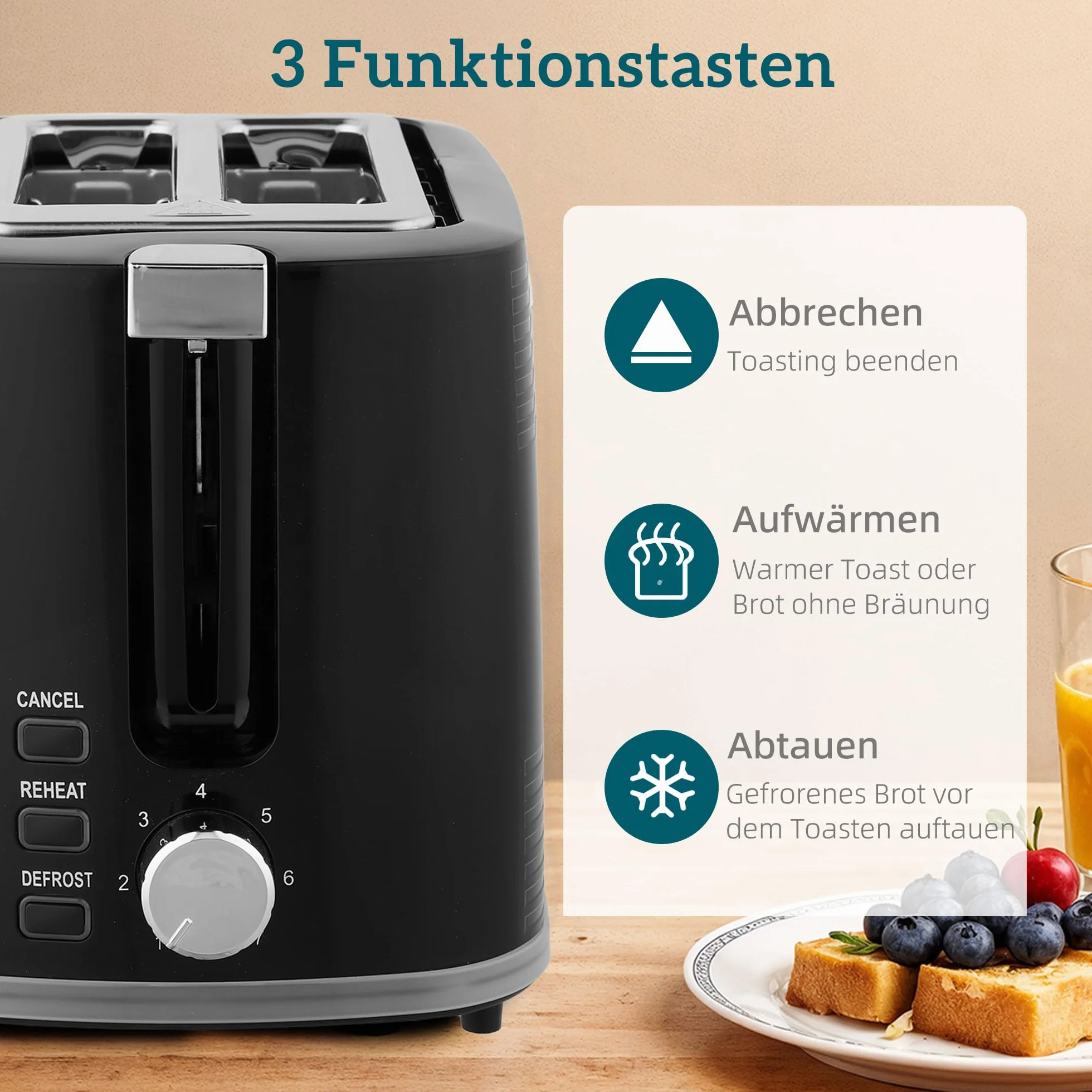 HOMCOM Bouilloire Toaster Set Acier inoxydable 1,7L Bouilloire 2 disques Toaster 2200W Set petit-déjeuner avec thermostat Otter, 7 niveaux de brunissage, décongélation, réchauffage, compartiment à