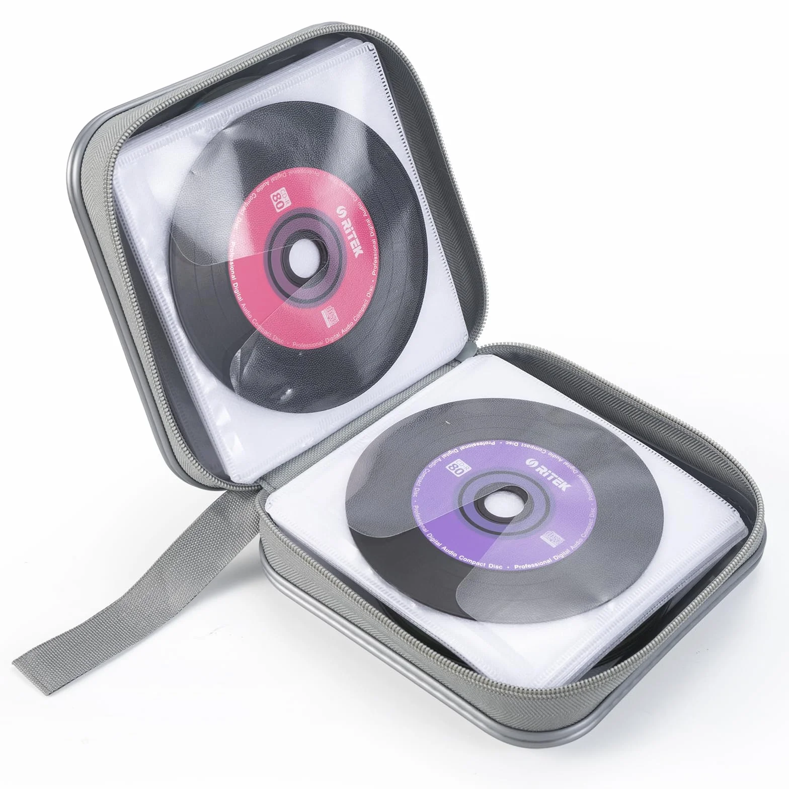 alavisxf xx Etui na CD, 48 pojemności, twardy plastik, przenośny futerał podróżny na DVD, ochronny zamek błyskawiczny, etui na płyty CD, torba do przechowywania samochodu, portfel, torba (szara