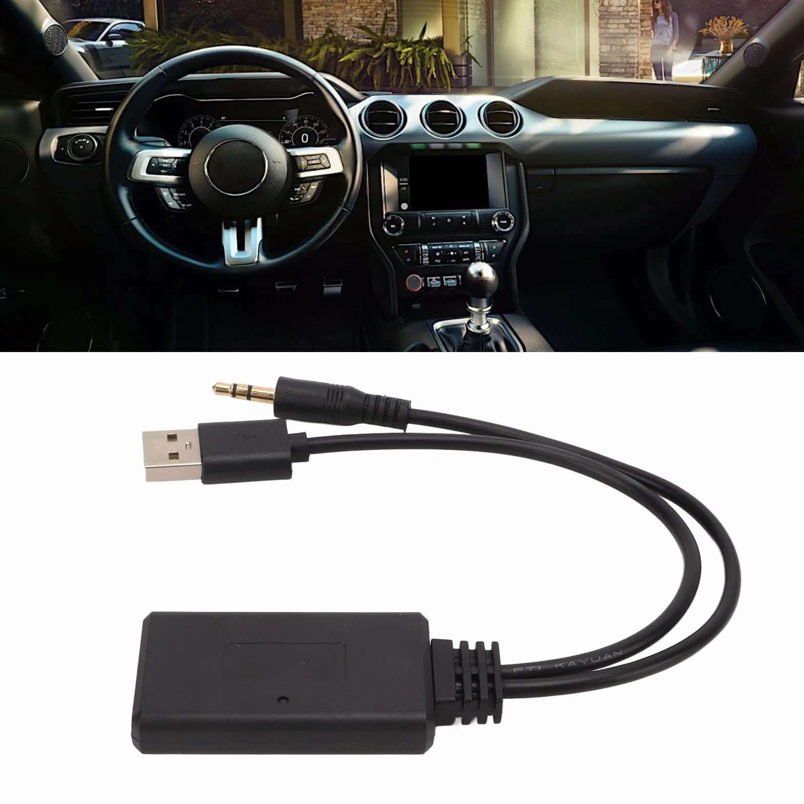 Yosoo Samochodowy sprzęt audio Bluetooth, uniwersalny odbiornik Bluetooth 5.0 samochodowy adapter audio stereo USB samochodowy kabel Aux
