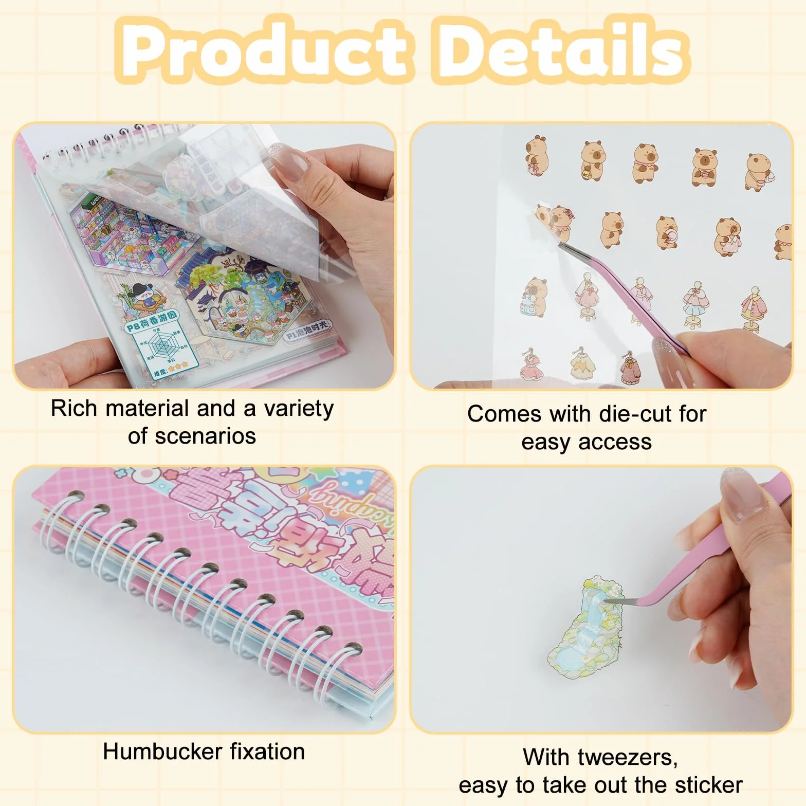 Leikedun Livre Stickers 3D avec 10 Scènes Miniatures, Autocollants pour Adultes et Enfants avec 2 Pinces, Carnet de Scénarios